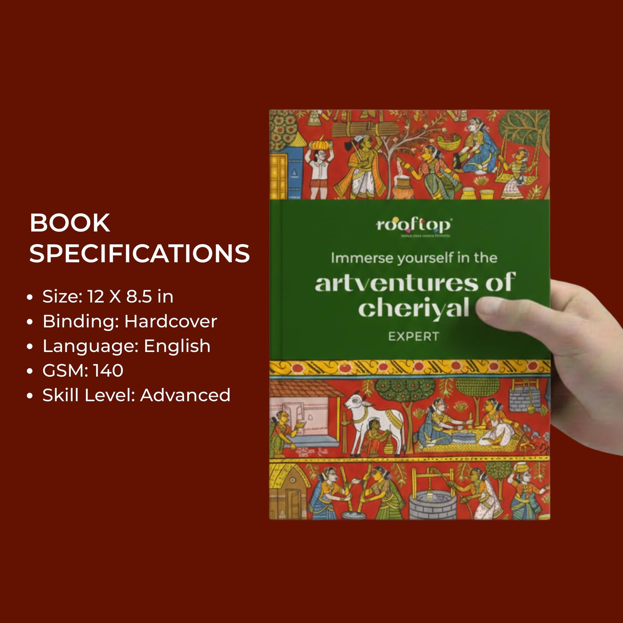 Rooftop Artventures of Cheriyal - Expert Coloring Book | Advanced Indian Folk Art Designs | Traditional Scroll Painting Patterns | Stress-Relief & ... for Artists & Art Enthusiasts: English - Retail Maharaj