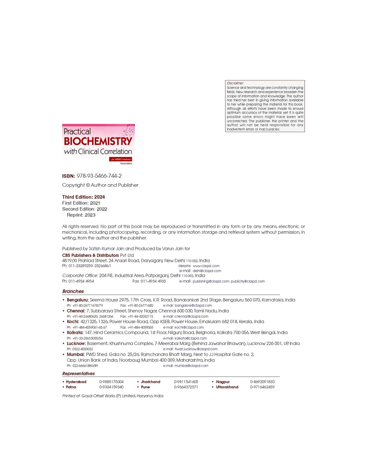 Practical Biochemistry With Clinical Correlation For Mbbs Students 3Ed (Pb 2025) - Retail Maharaj