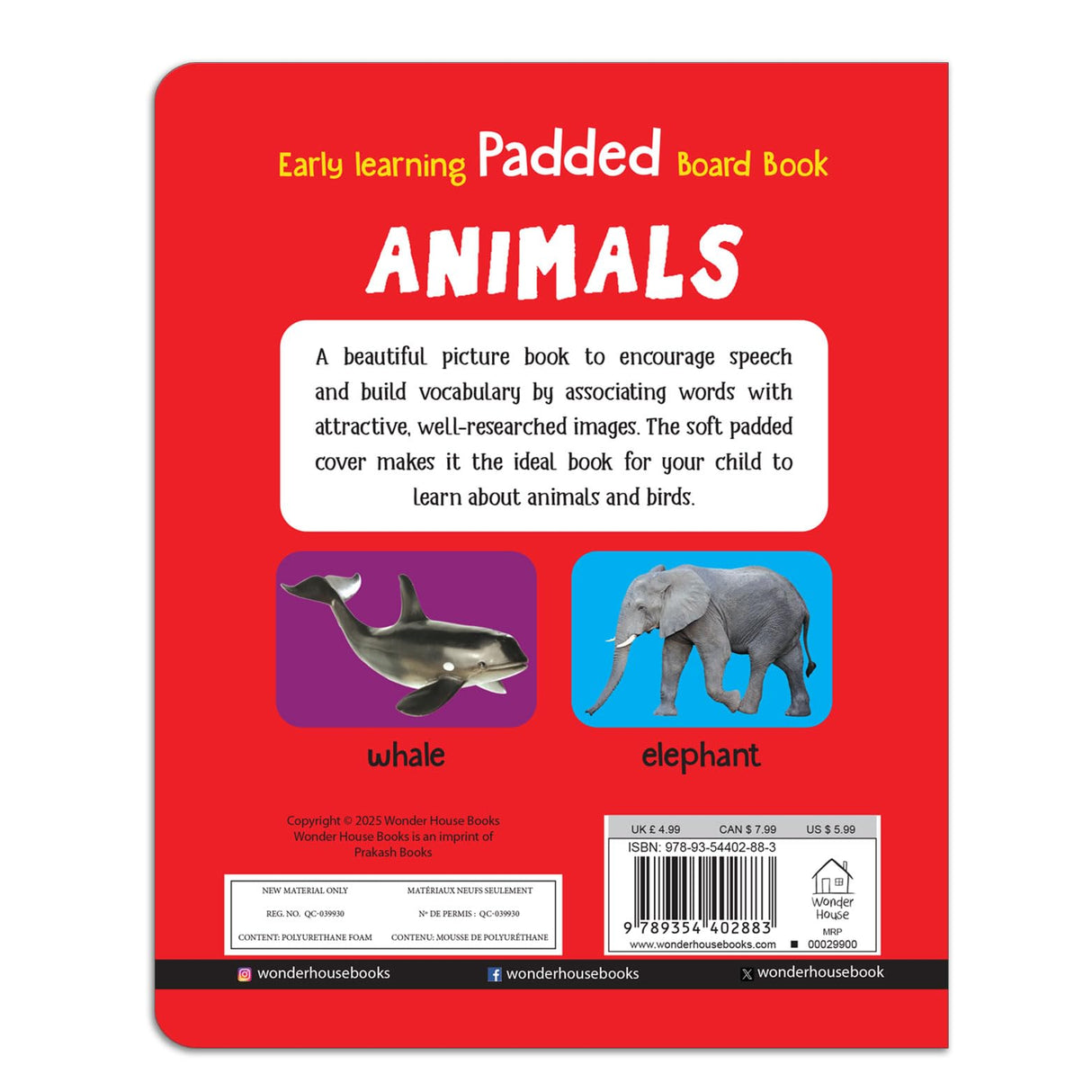 Early Learning Padded Book of Animals: Board Book for Kids | Learn About Wild Animals, Farm Animals, Pets & Birds with Bright, Engaging Pictures | Durable Padded Board Book for Babies, Toddlers & Preschoolers | Ages 0–5 Years - Retail Maharaj