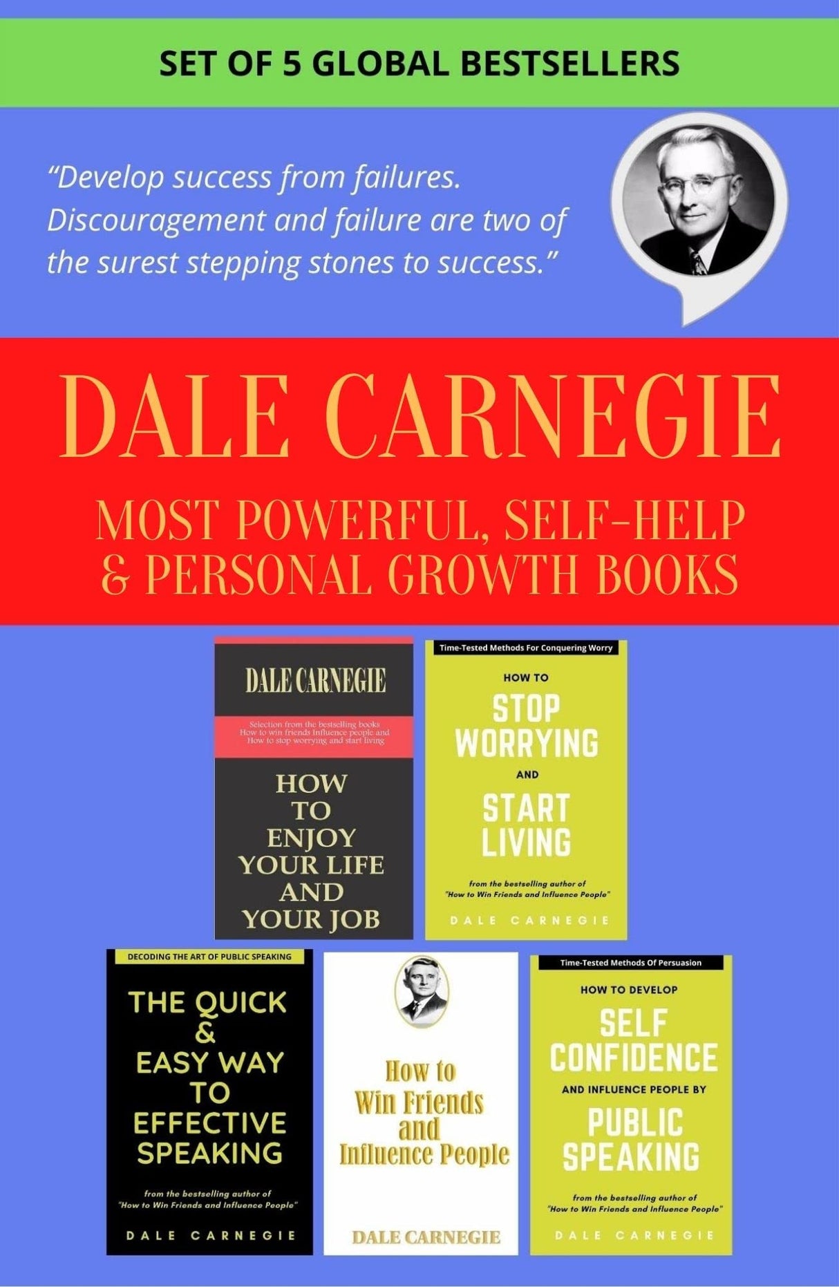 Dale Carnegie Books In English, 4 Best Selling Self Help & Personal Growth Books Set, How To Win Friends And Influence People, English Speaking Course Books & Many More Powerful Books Of Dale Carnegie - Retail Maharaj