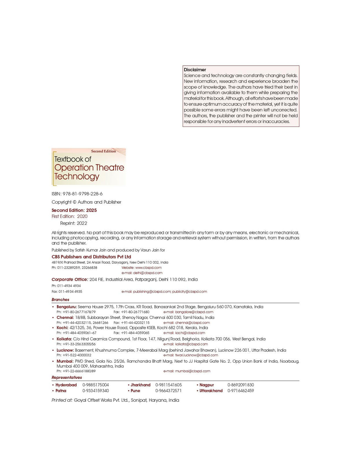 Textbook of Operation Theatre Technology, 2/e (ISBN - 9788197982286) - Retail Maharaj