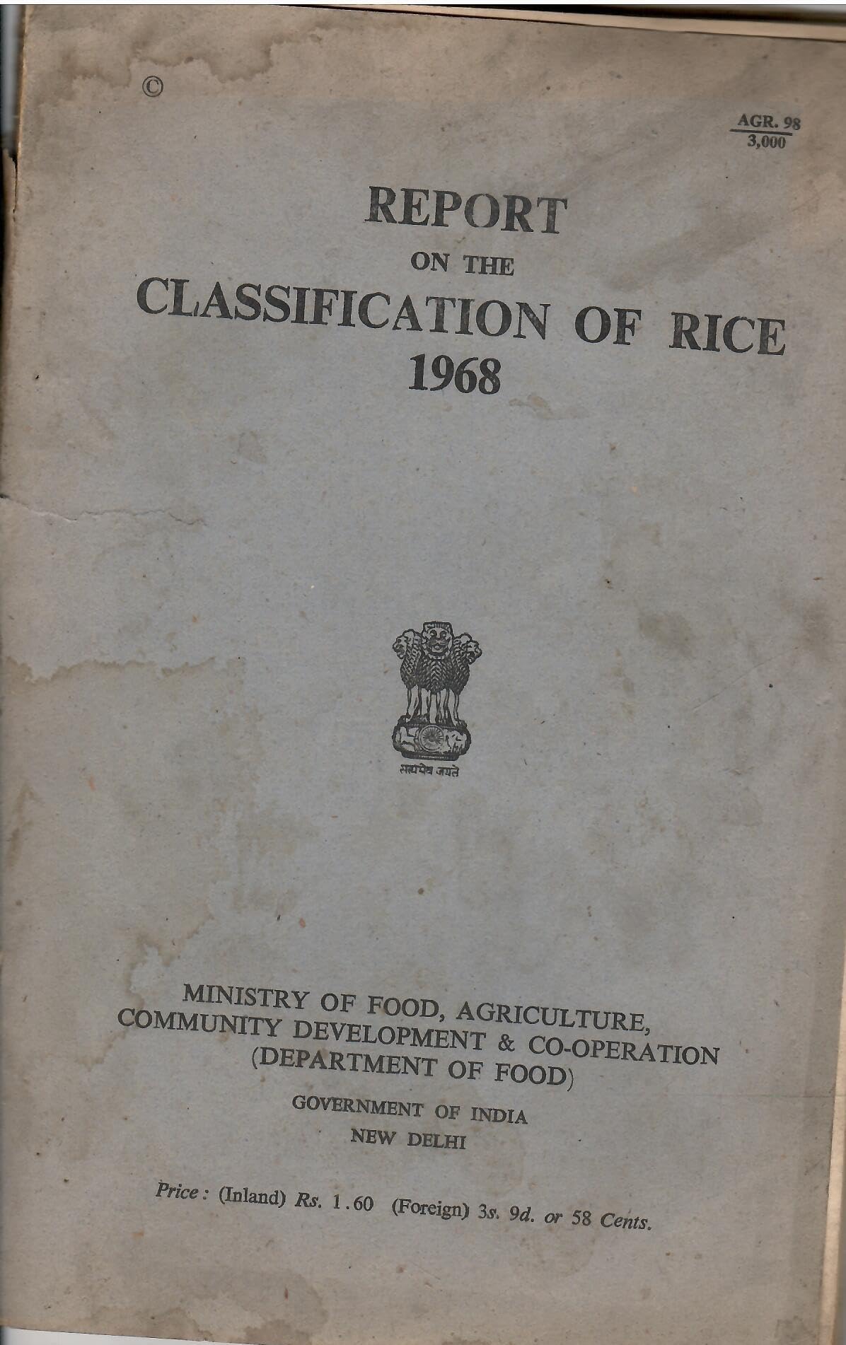 Report On The Classification Of Rice 1986