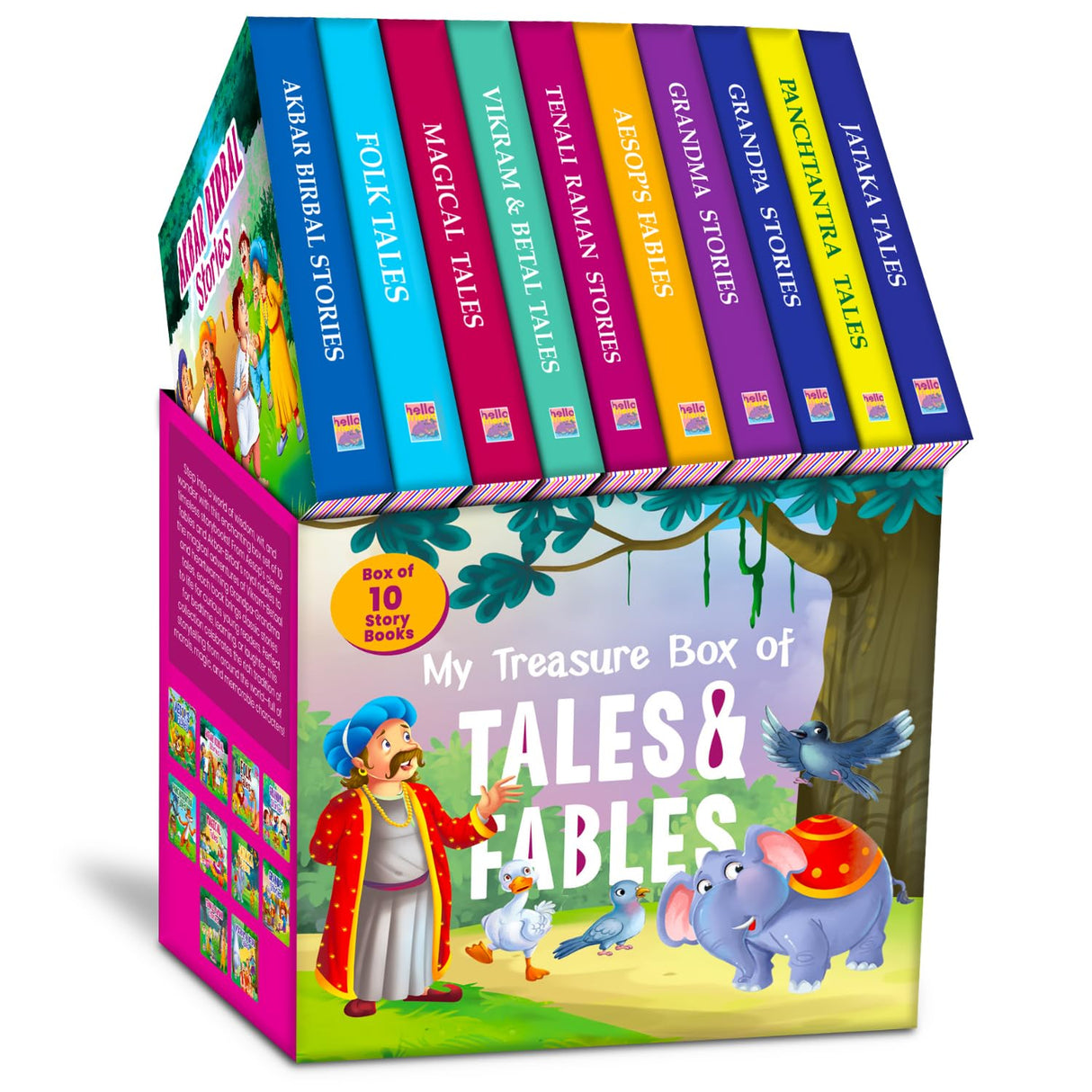 Treasure Box of Tales Fables β Boxset of 10 Board Books for Kids (Pack 1) | Includes : Early Learning Story Books Grandma , Grandpa , Panchatantra , ... , for Toddlers | Perfect Gift Set for Kids - Retail Maharaj