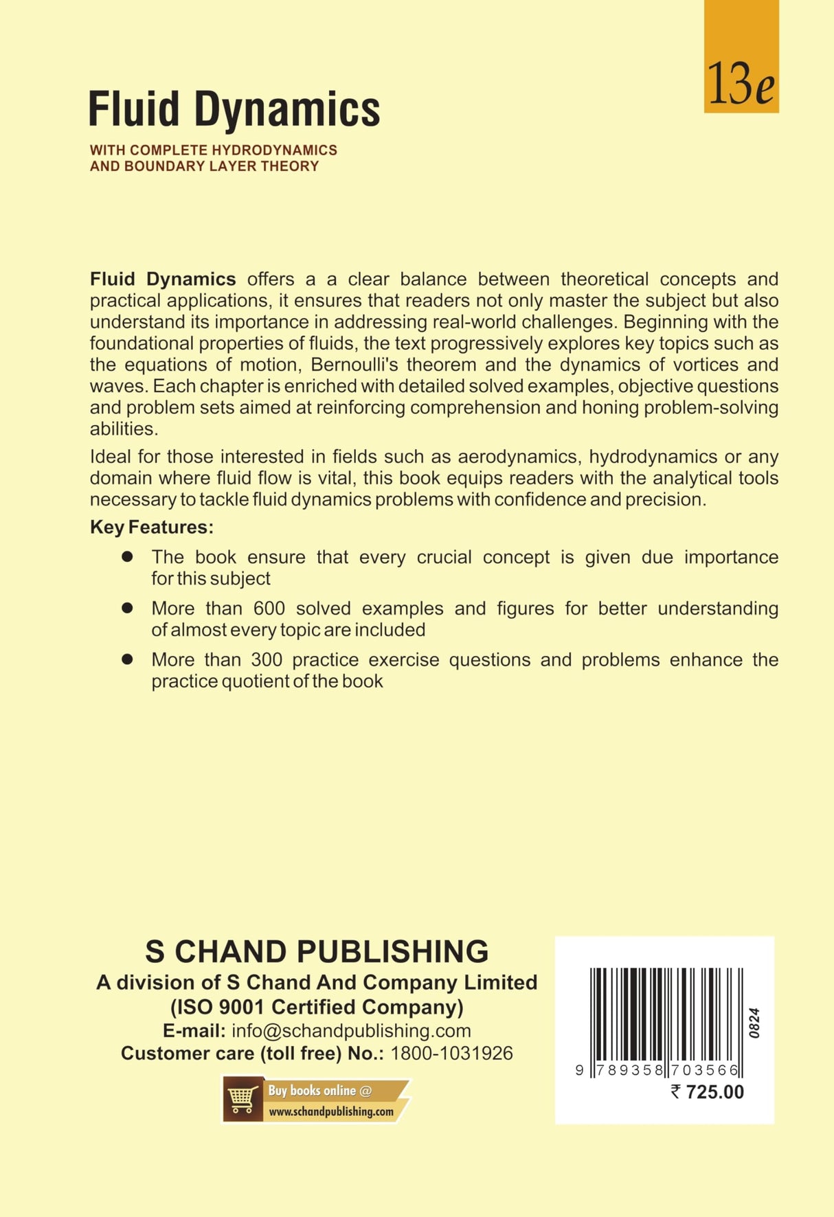 Fluid Dynamics: With Complete Hydrodynamics And Boundary Layer Theory (13/e) - Retail Maharaj