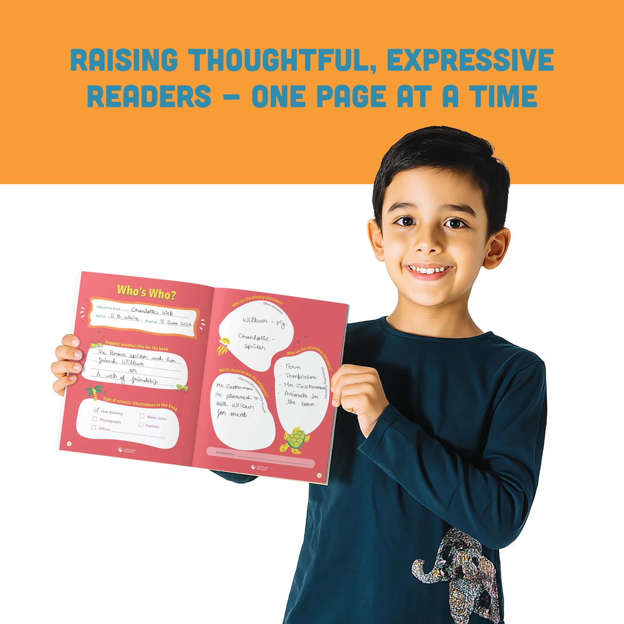 Little Hands Big Hearts Read Think Write Journal Ages 8-9 (Grade 3) | Activity Book for 8-9 Year Old | | Drawing Book for Kids 6-12 | Birthday Return Gift for Kids | Reading & Comprehension Book - Retail Maharaj