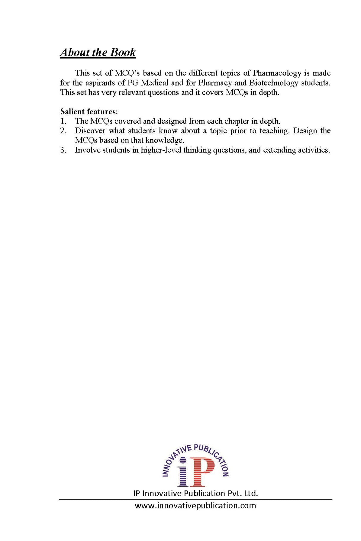Pharmacology MCQ for All India Postgraduate Medical Entrance Examination - Retail Maharaj