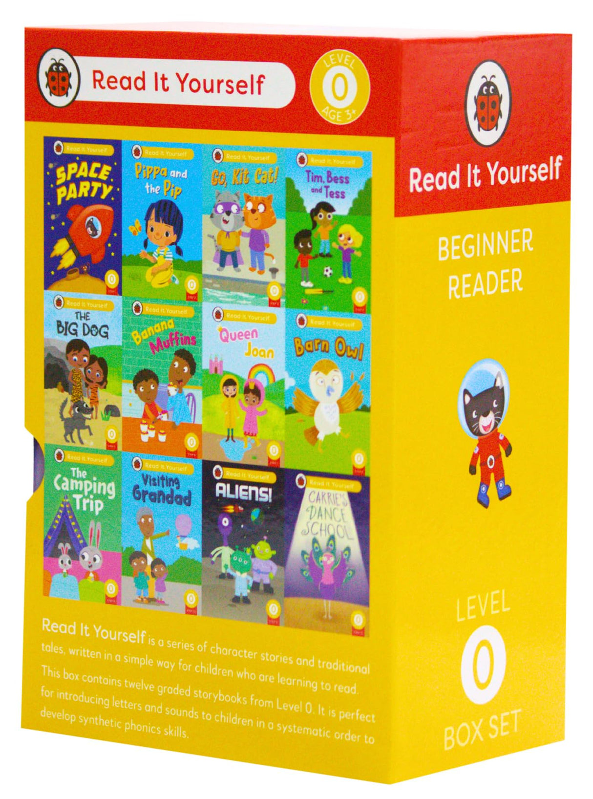 Read It Yourself with Ladybird: Phonics Readers Level 0: 12 Books Collection Box Set (Space Party, Pippa and the Pip, Go, Kit Cat!, Tim, Bess and Tess, The Big Dog, Banana Muffins and More) - Retail Maharaj