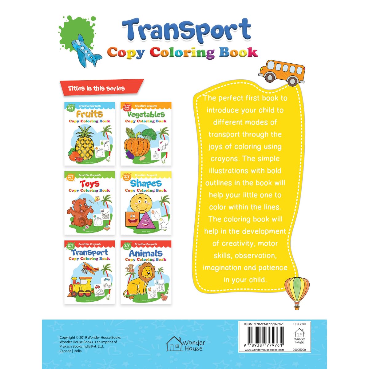Colouring Book of Transport (Cars, Trains, Airplane and more): Creative Crayons Series - Crayon Copy Colour Books - Retail Maharaj