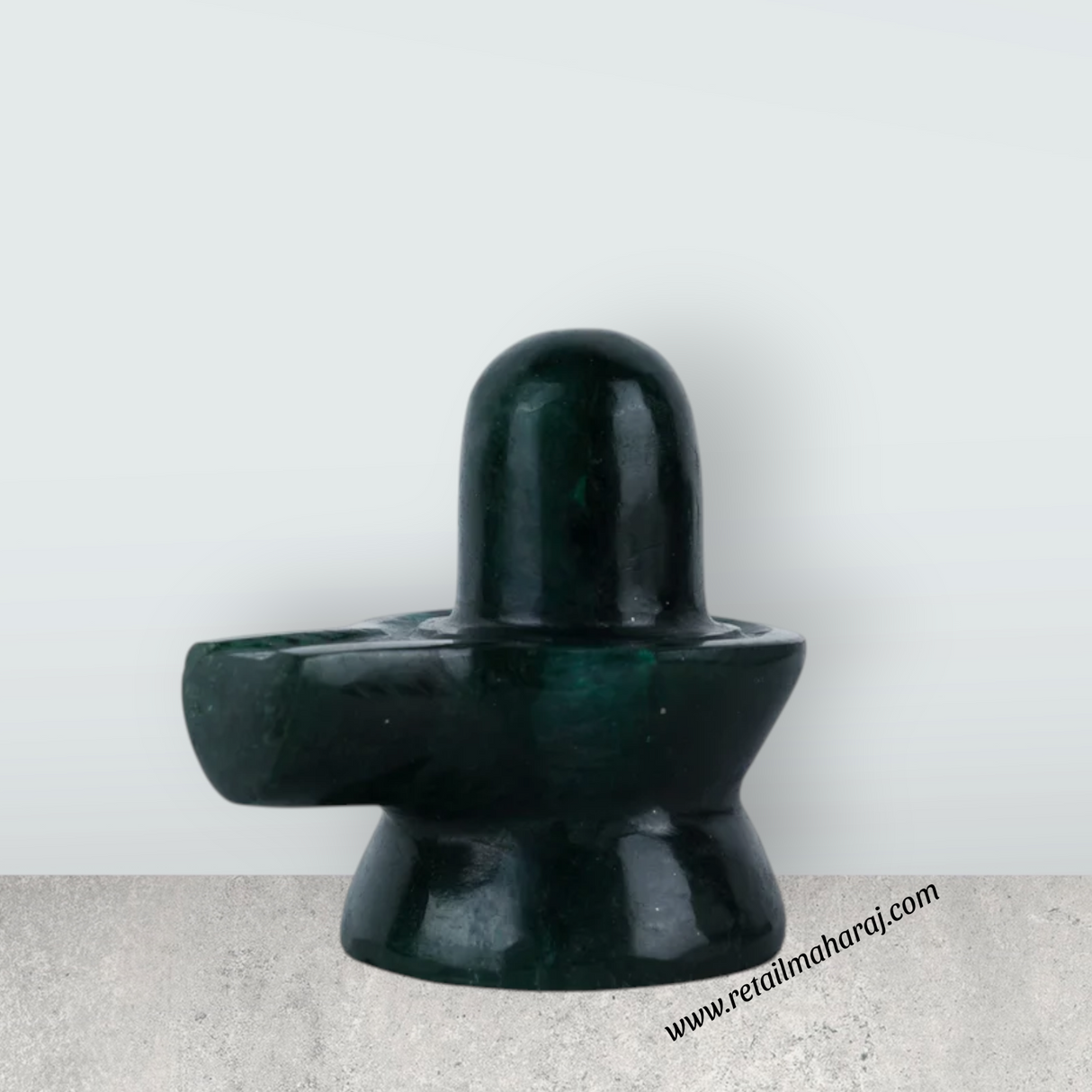 Green Zade Shiv Ling Murti - 2 x 2.25 Inches | Margaj Shiva Lingam Statue/ Shiv Ling Statue for Worship - Retail Maharaj