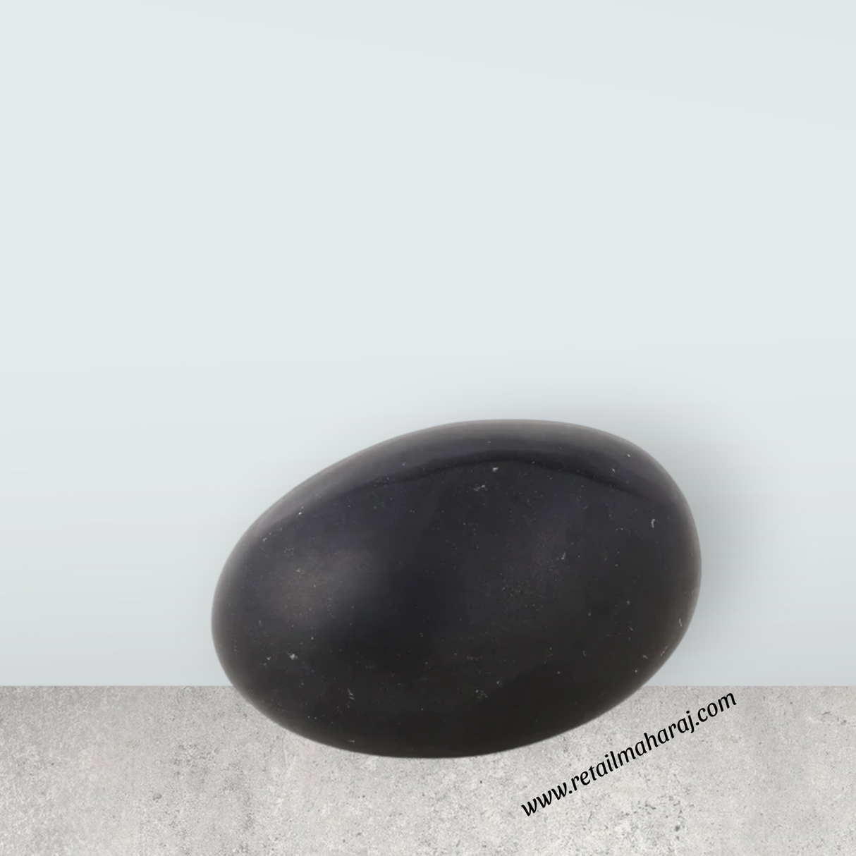 Black Banalingam - 2.5 x 1.5 Inches | Stone Idol / Shivaling / Banalinga Murti / Precious Stone Banaling for Pooja - Retail Maharaj