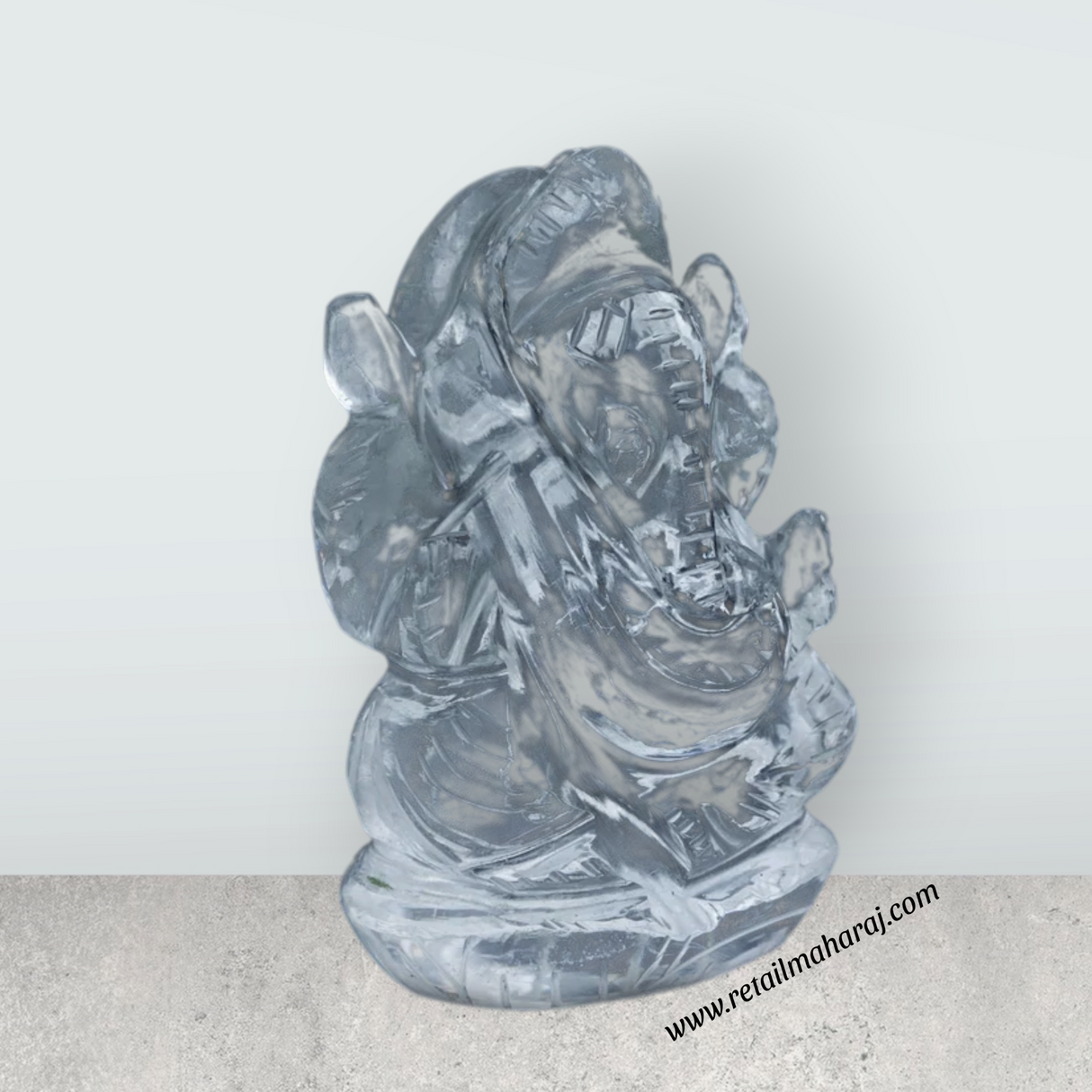 Sphatik Ganesh Murti - 3 x 1.5 Inches | Vinayaka Idol/ Sphatik Ganpati Idol for Pooja/ 80 Gms Approx - Retail Maharaj