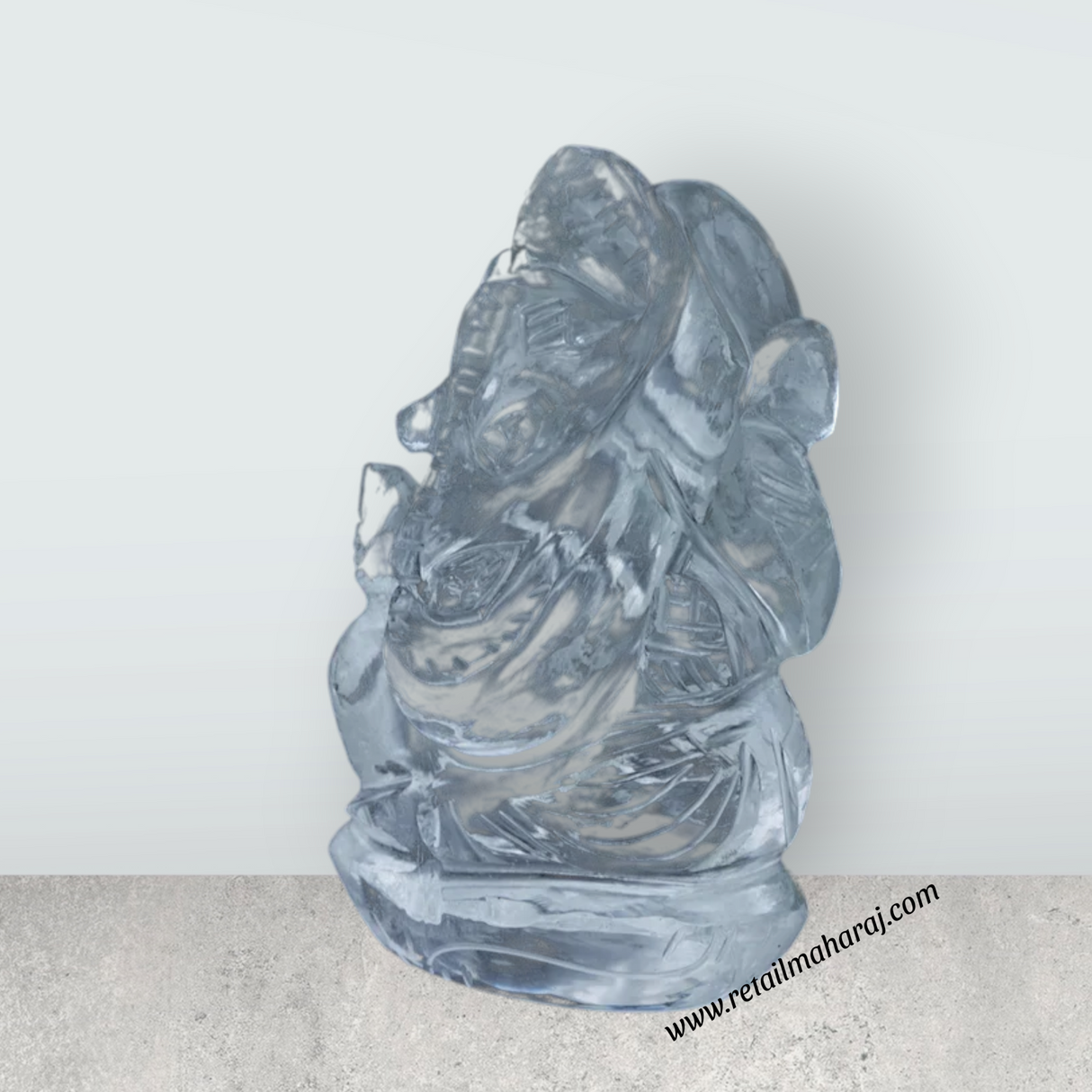 Sphatik Ganesh Murti - 3 x 1.5 Inches | Vinayaka Idol/ Sphatik Ganpati Idol for Pooja/ 80 Gms Approx - Retail Maharaj