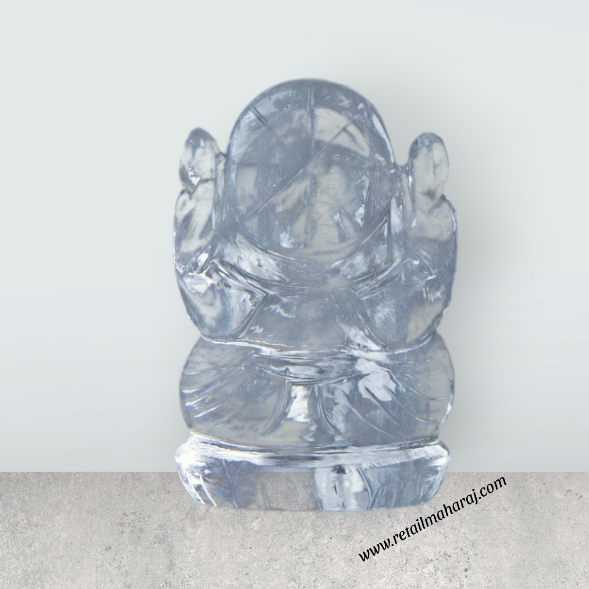 Sphatik Ganesh Murti - 2.5 x 1.75 Inches | Sphatik Ganpati Murti/ Spatik Vinayaka Statue for Pooja - Retail Maharaj