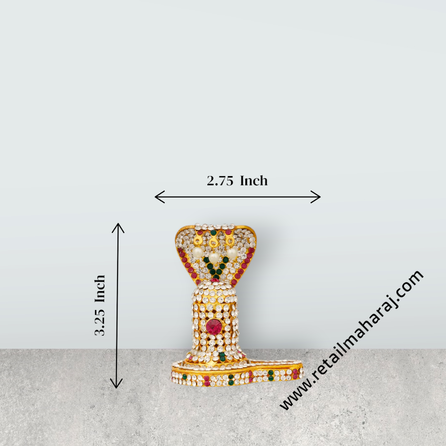 Shiv Ling Murti With Nagam - 3.25 x 2.75 Inches | Multicolour Stone & Beads Design Shiva Lingam Statue for Pooja - Retail Maharaj