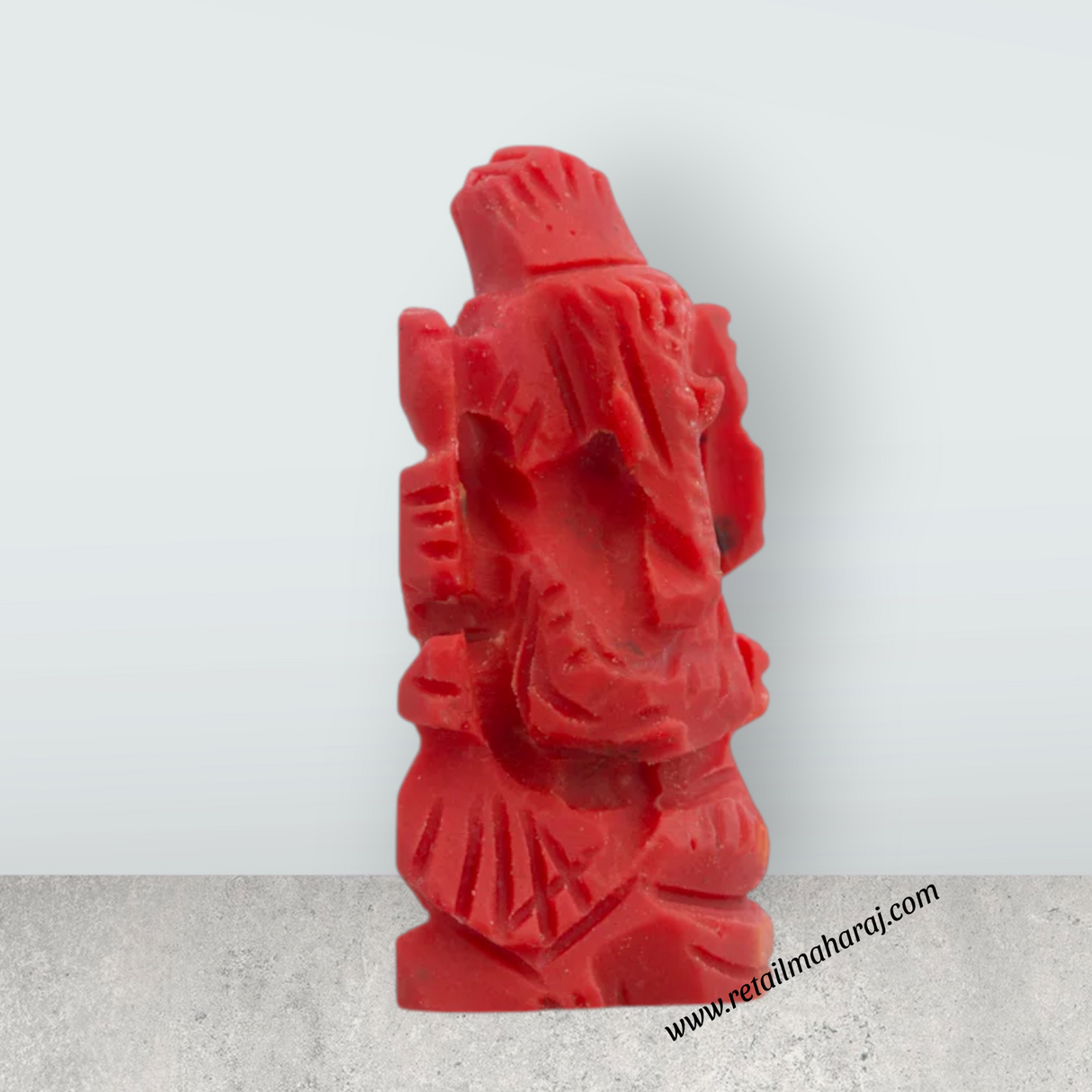 Coral Ganesh Murti - 1 X 0.75 Inch | Ganpati Murti/ Vinayaka Idol for Pooja Room and Car Dashboard - Retail Maharaj