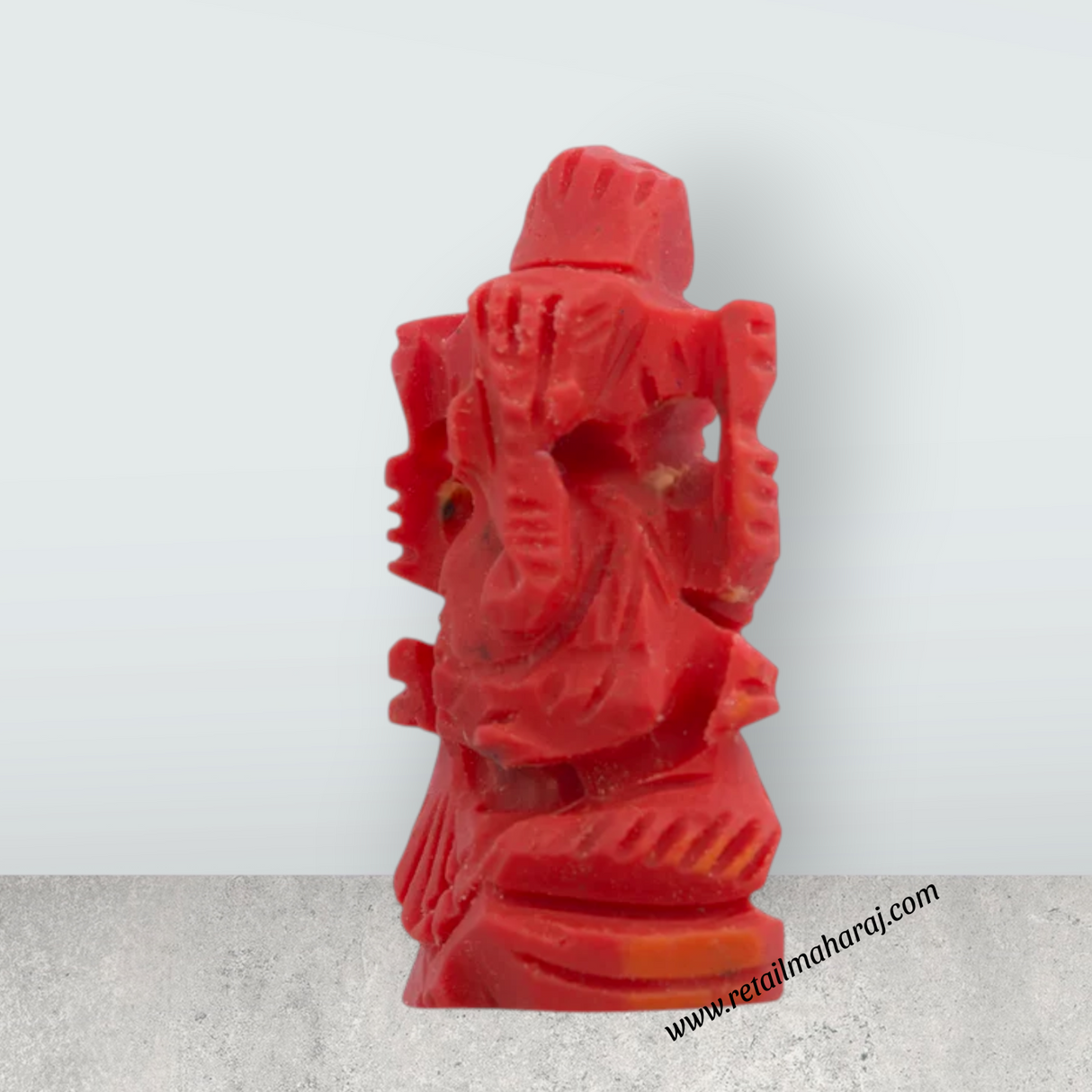 Coral Ganesh Murti - 1 X 0.75 Inch | Ganpati Murti/ Vinayaka Idol for Pooja Room and Car Dashboard - Retail Maharaj