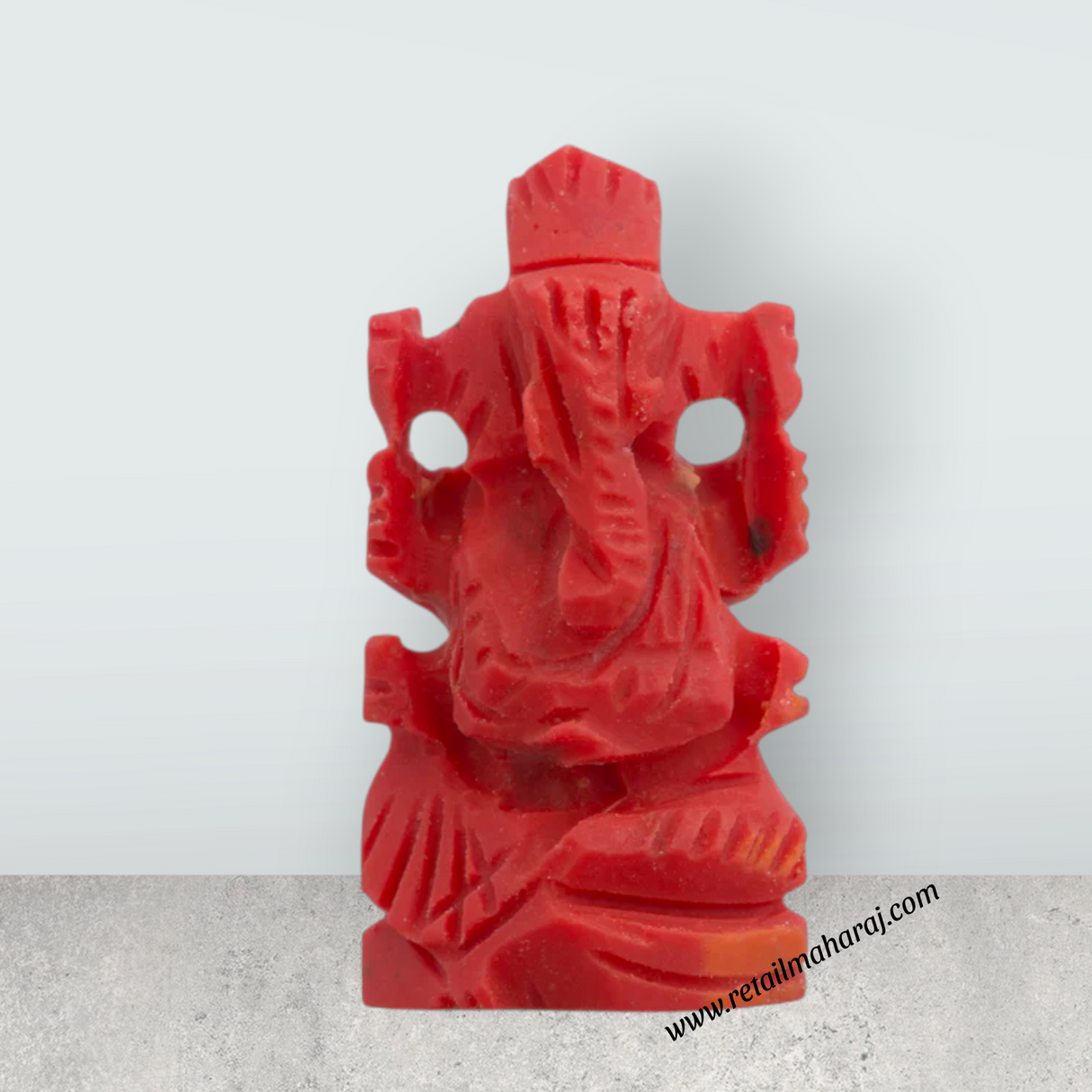 Coral Ganesh Murti - 1 X 0.75 Inch | Ganpati Murti/ Vinayaka Idol for Pooja Room and Car Dashboard - Retail Maharaj