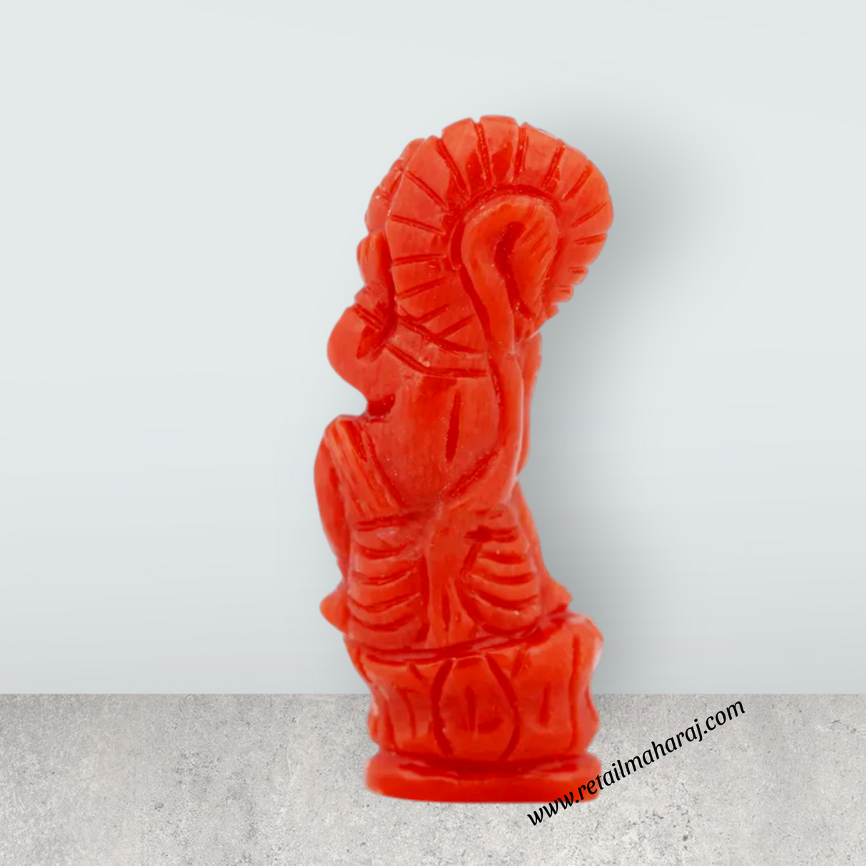 Hanuman Murti - 1 x 0.5 Inches | Coral Anjaneya Statue / Hanuman Idol / Anjaneyar Idol - Retail Maharaj