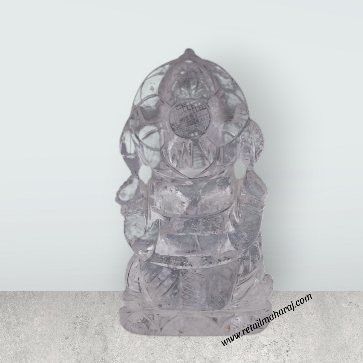 Ganesha Sitting On Base Murti - 4.5 x 2.5 Inches | Spatik Idol / Ganapathi Statue Decor for Home & Pooja - Retail Maharaj