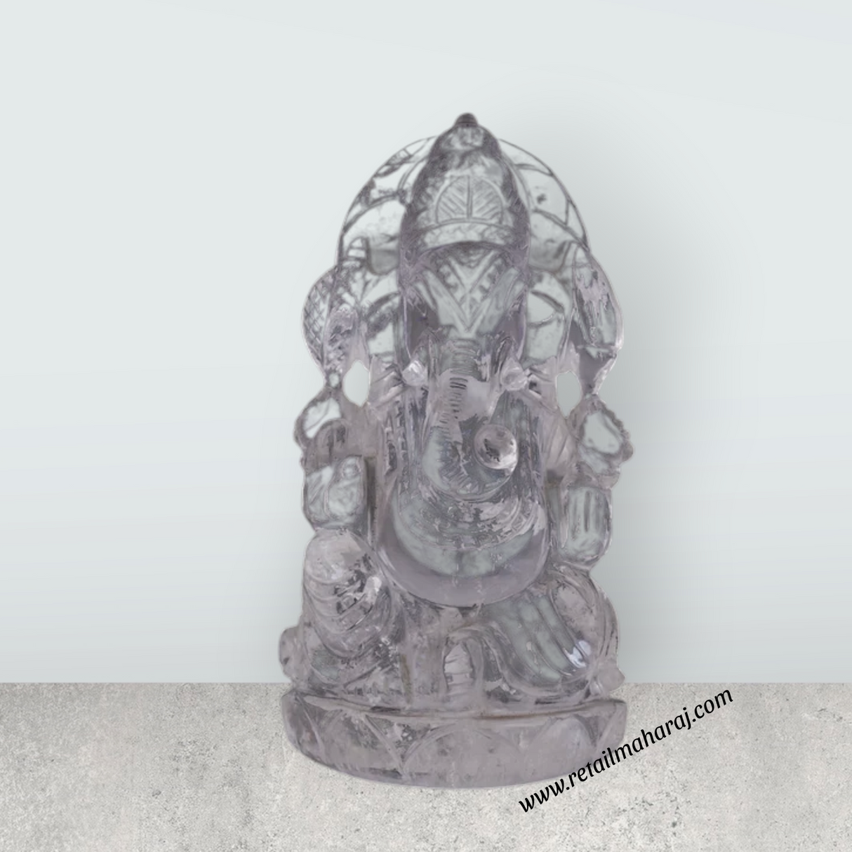 Ganesha Sitting On Base Murti - 4.5 x 2.5 Inches | Spatik Idol / Ganapathi Statue Decor for Home & Pooja - Retail Maharaj