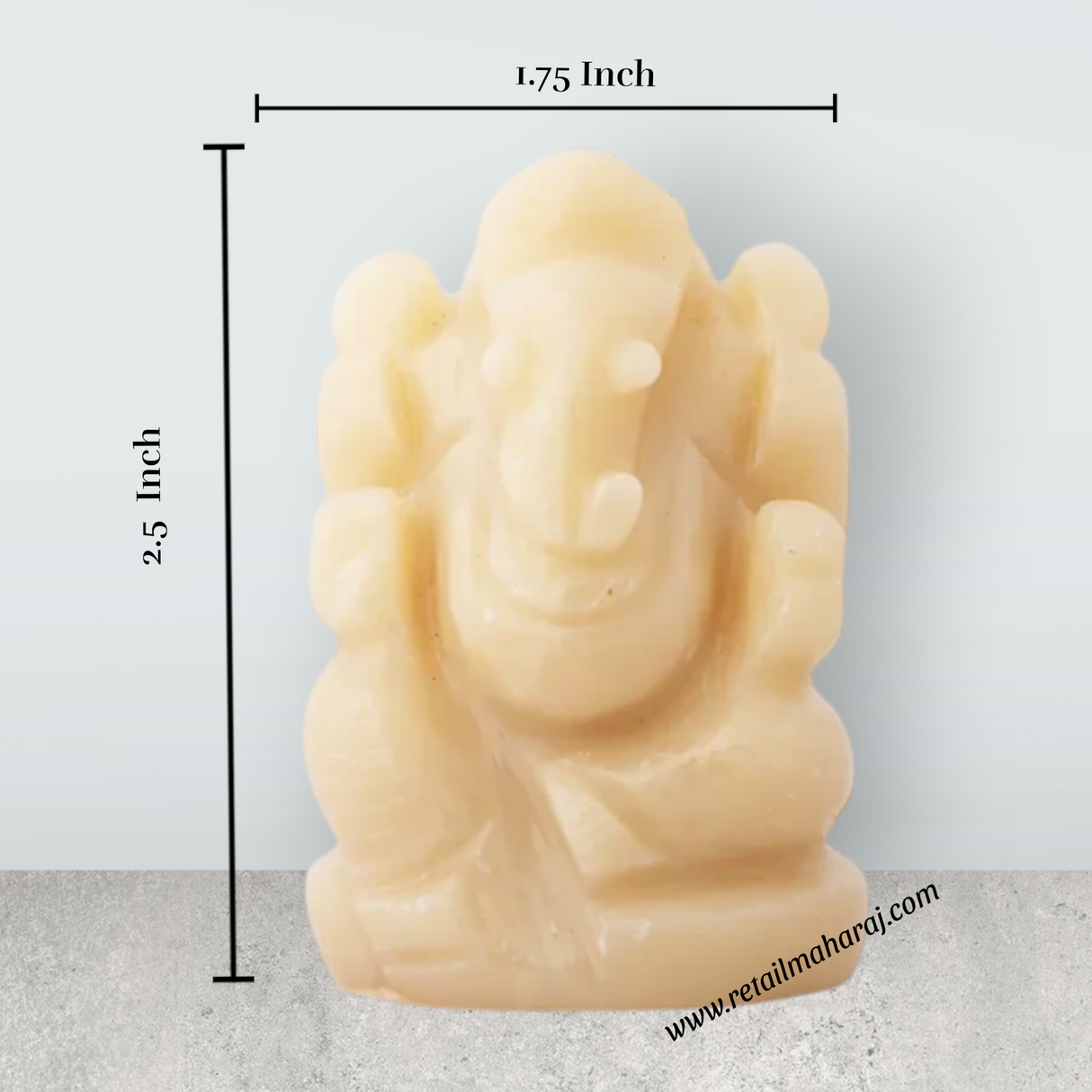 Ganesha Murti Statue - 2.5 x 1.75 Inches | Opal Statue/ Vinayaka Idol for Pooja/ 125 Gms Approx - Retail Maharaj