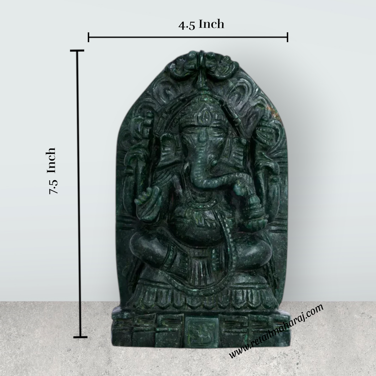 Ganesha Murti - 7.5 x 4.5 Inches | Jade Idol/ Ganapathi Statue / Vinayaka Idol for Pooja - Retail Maharaj