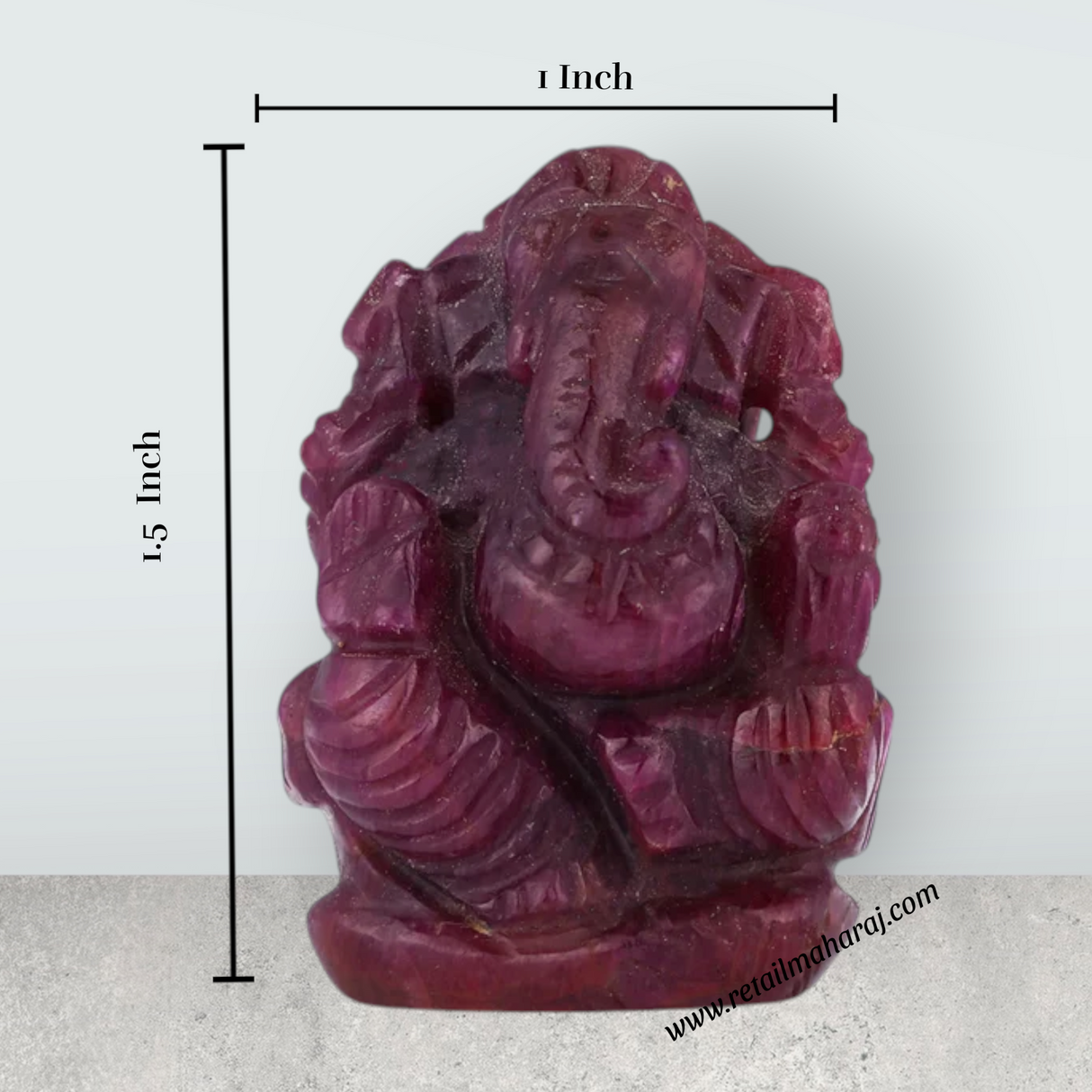 Ganesha Murti - 1.5 x 1 Inches | Ruby Idol / Vinayakar Statue / Ganapathi Sculpture for Home Decor - Retail Maharaj