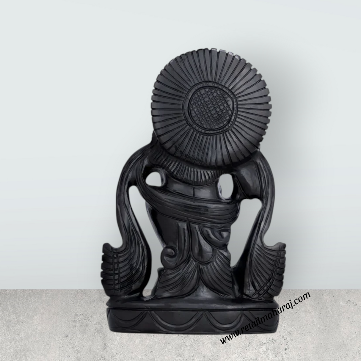 Krishna Standing on Base Murti - 7.5 x 5 Inches | Black Opal Statue/ Lord Krishna Idol/ Ganapathi Statue for Pooja - Retail Maharaj