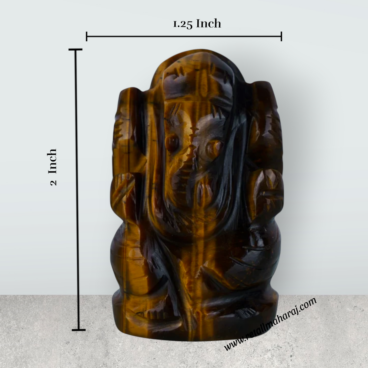 Tiger Eye Stone Ganesh Murti - 2 x 1.25 Inches | Tiger Stone Eye Ganpati Murti/ Ganpati Idol for Worship - Retail Maharaj