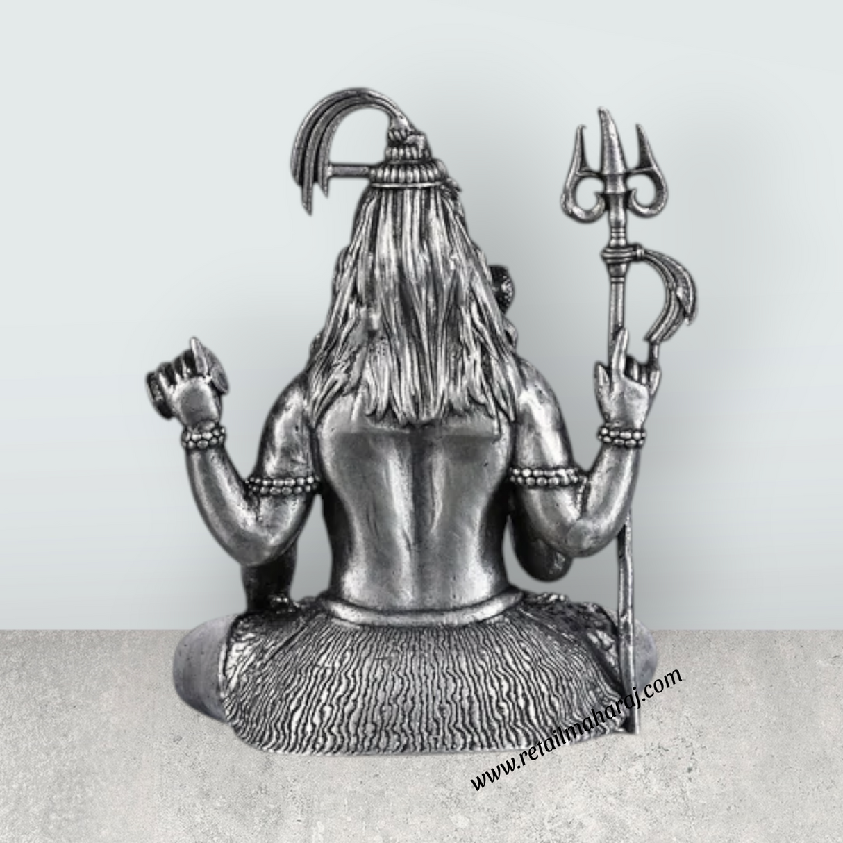 Sanskriti Vibes Shiva Statue - 2.25 X 1.75 Inches | Silver Idol/ Antique Polish Sitting Shiv Statue For Pooja Room - Retail Maharaj
