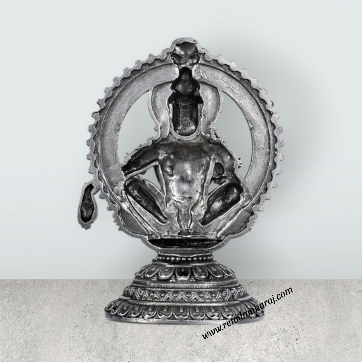 Ayyappan Statue With Arch - 2.5 X 1.5 Inches | Silver Idol/ Antique Polish Ayyappa Idol For Sabarimala Pooja - Retail Maharaj