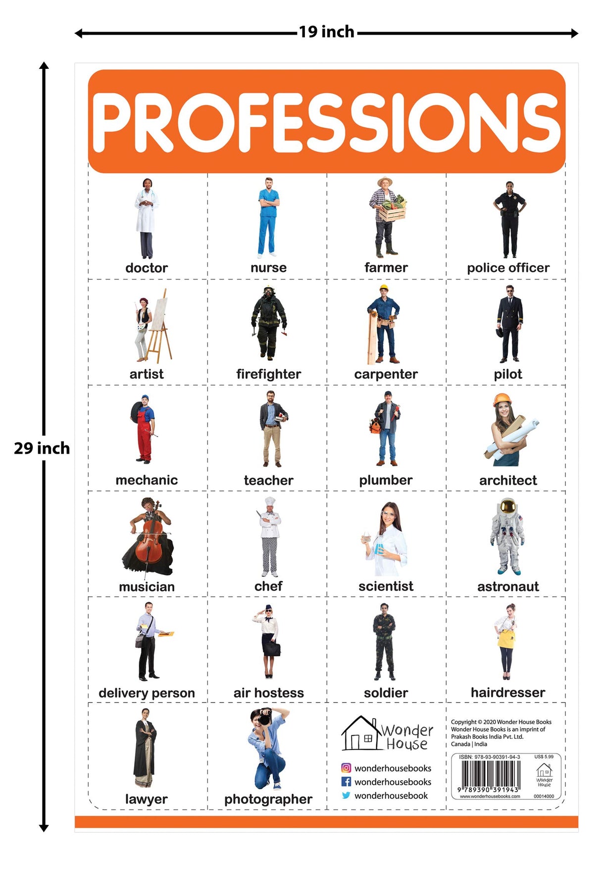 Professions - My First Early Learning Wall Chart: For Preschool, Kindergarten, Nursery And Homeschooling (19 Inches X 29 Inches) - Retail Maharaj
