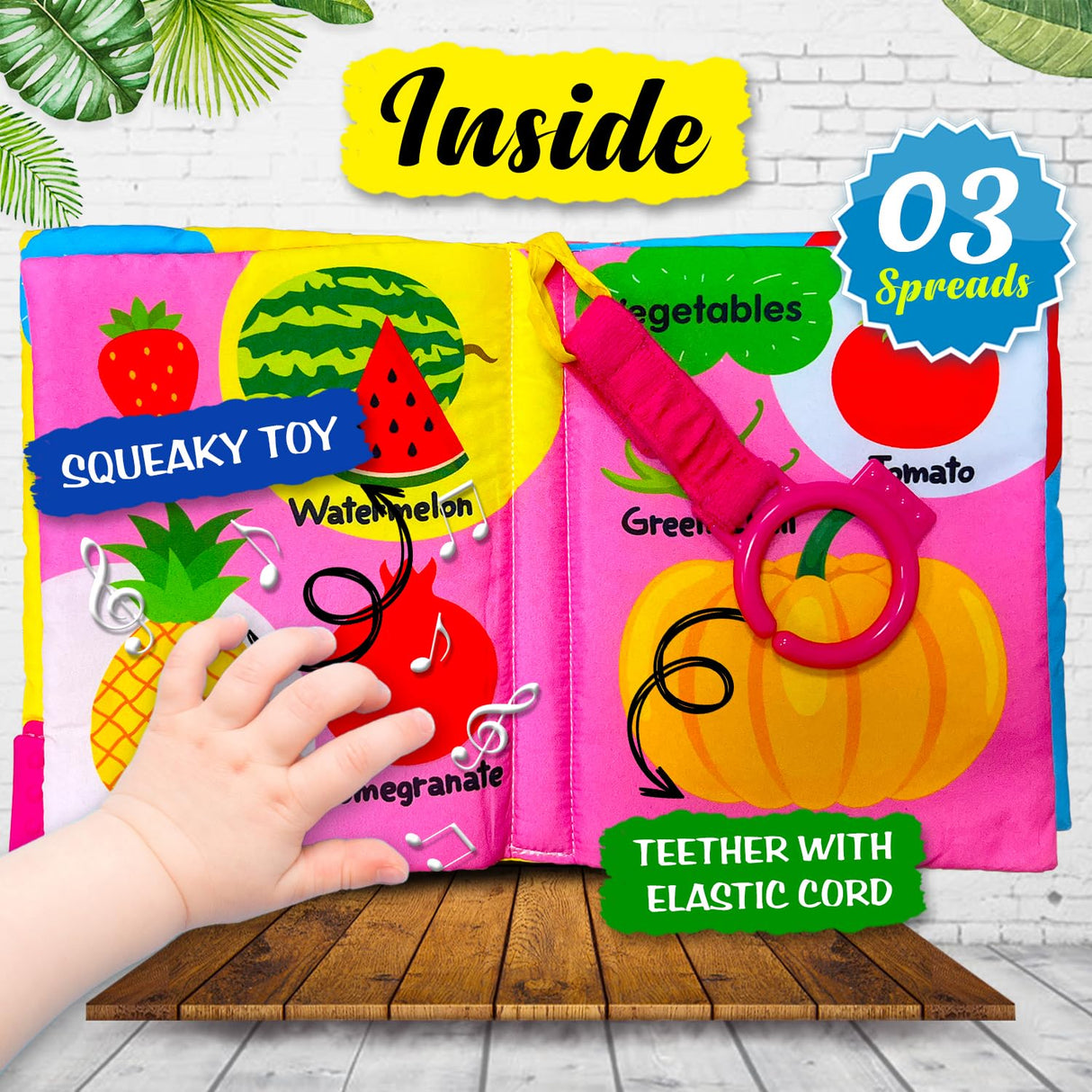 Hello Friend Books Fun With Fruits And Vegitables - Cloth Book for Early Learning and Interactive Education - Retail Maharaj