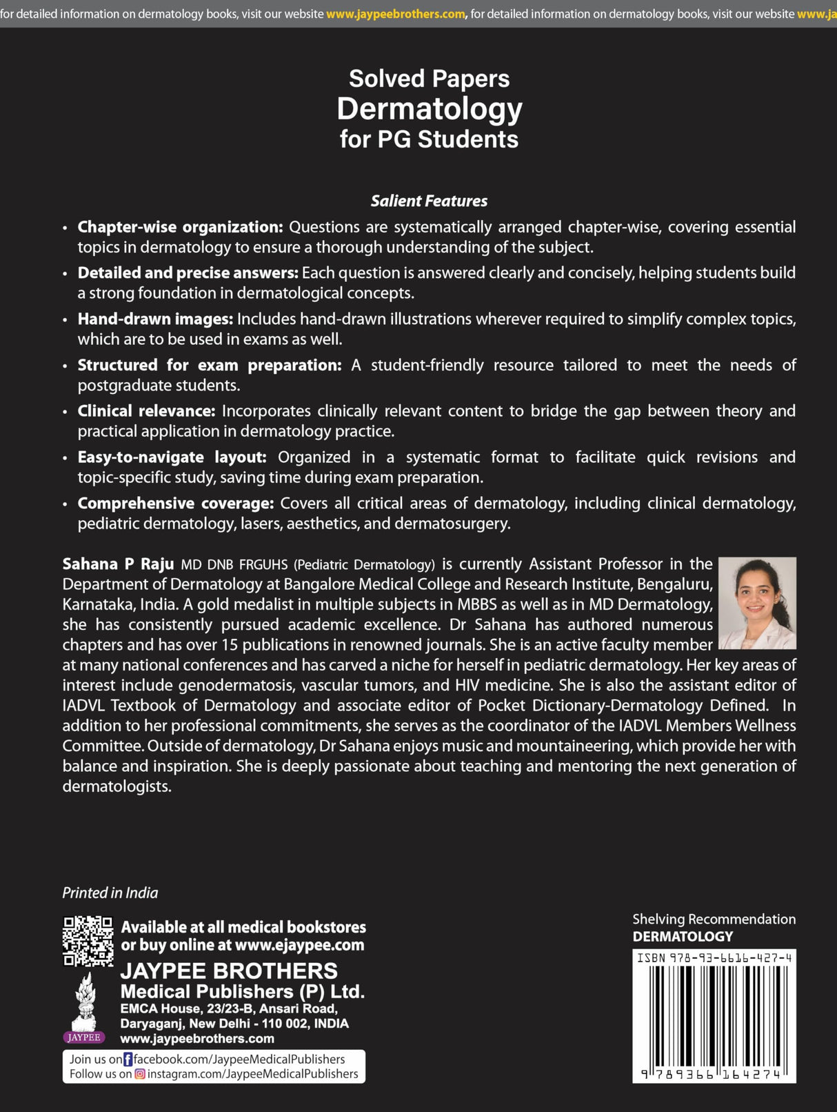 SOLVED PAPERS DERMATOLOGY FOR PG STUDENTS (A MUST FOR MD AND DNB) - Retail Maharaj