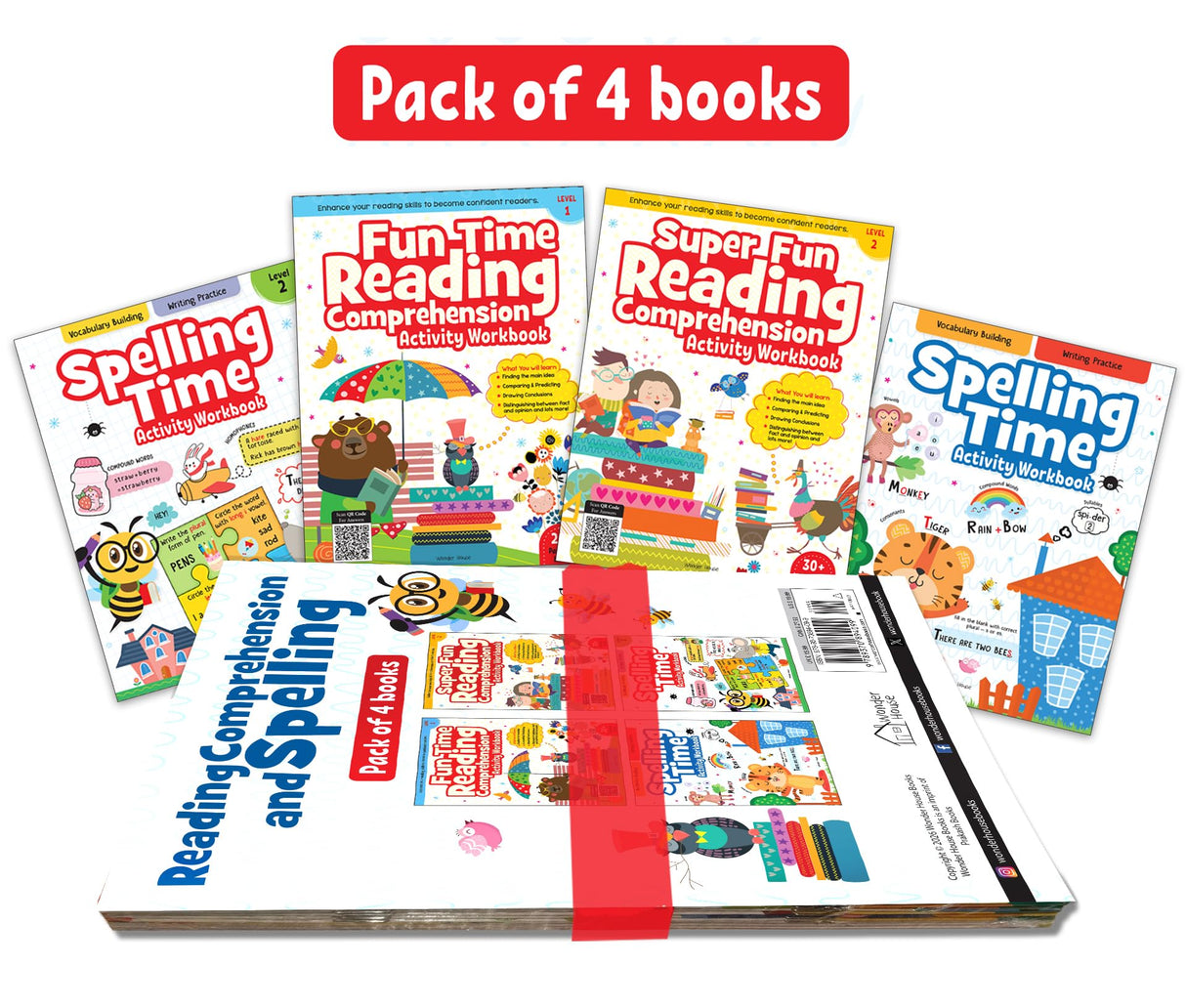 Reading Comprehension and Spelling Book Pack of 4 Books - Retail Maharaj