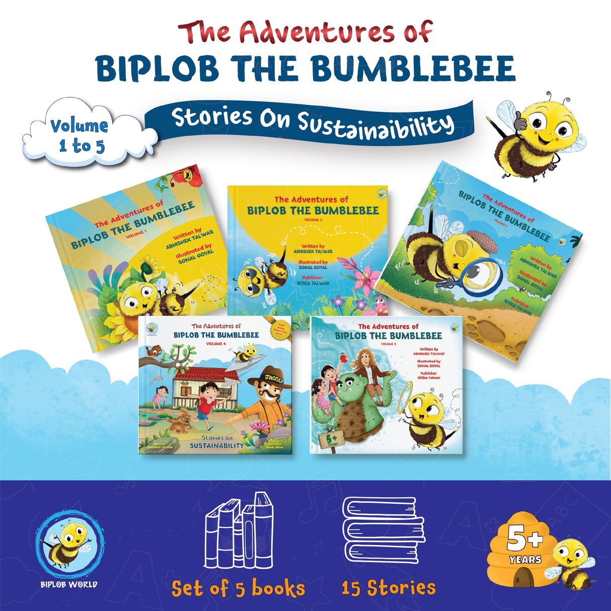 The Adventures of Biplob the Bumblebee Series - Volume 1 to 5 (Combo of 5 Books) | Fun and Educational Bedtime Storybook for Kids (Ages 3-9) with ... and Lessons on Friendship and Bravery. - Retail Maharaj