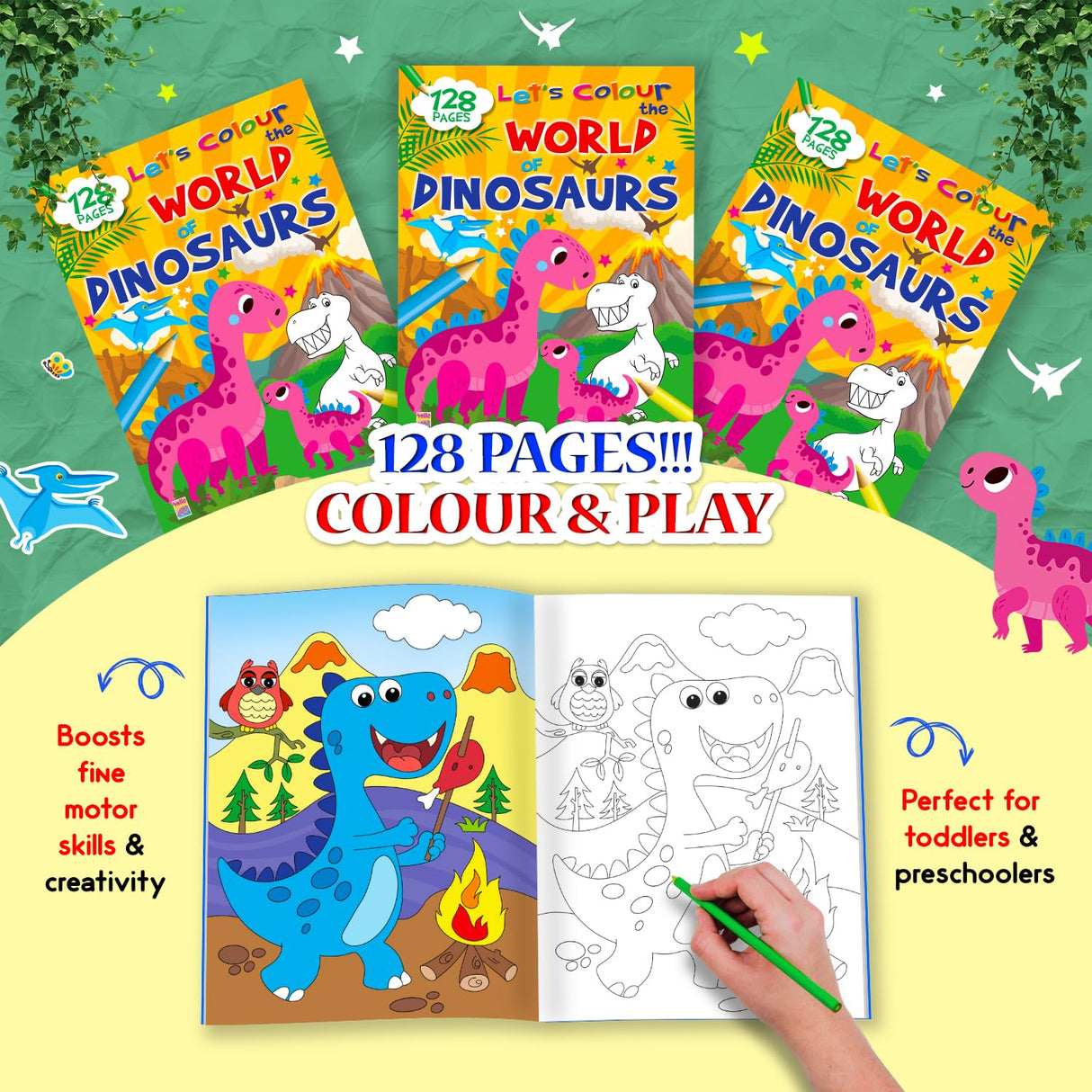 Letโs Colour the World of Dinosaurs: Activity & Colouring Book for Kids Ages 3โ9 | Perfect Gift for Drawing, Painting & Creativity | Premium Paper Quality - Retail Maharaj