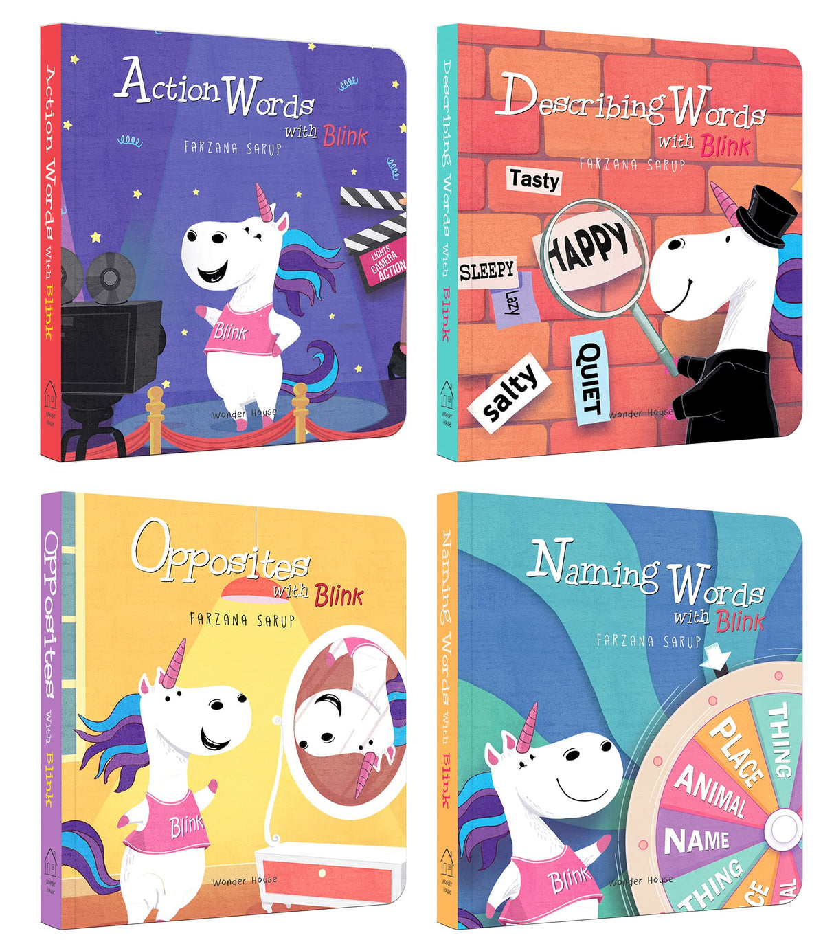 My First Words – Box Set of 4 Board Books: Naming Words, Action Words, Describing Words & Opposite Words | Brightly Illustrated Vocabulary Builder for Babies, Toddlers & Preschoolers | Early Learning Board Books | Ages 0–5 Years - Retail Maharaj