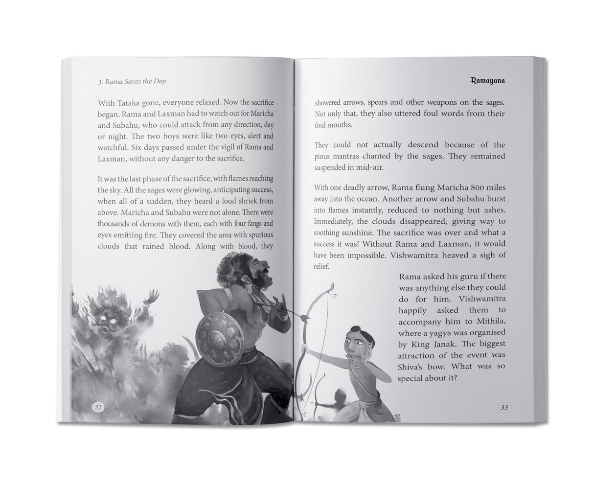 Illustrated Ramayana For Children (Black and White) - Retail Maharaj