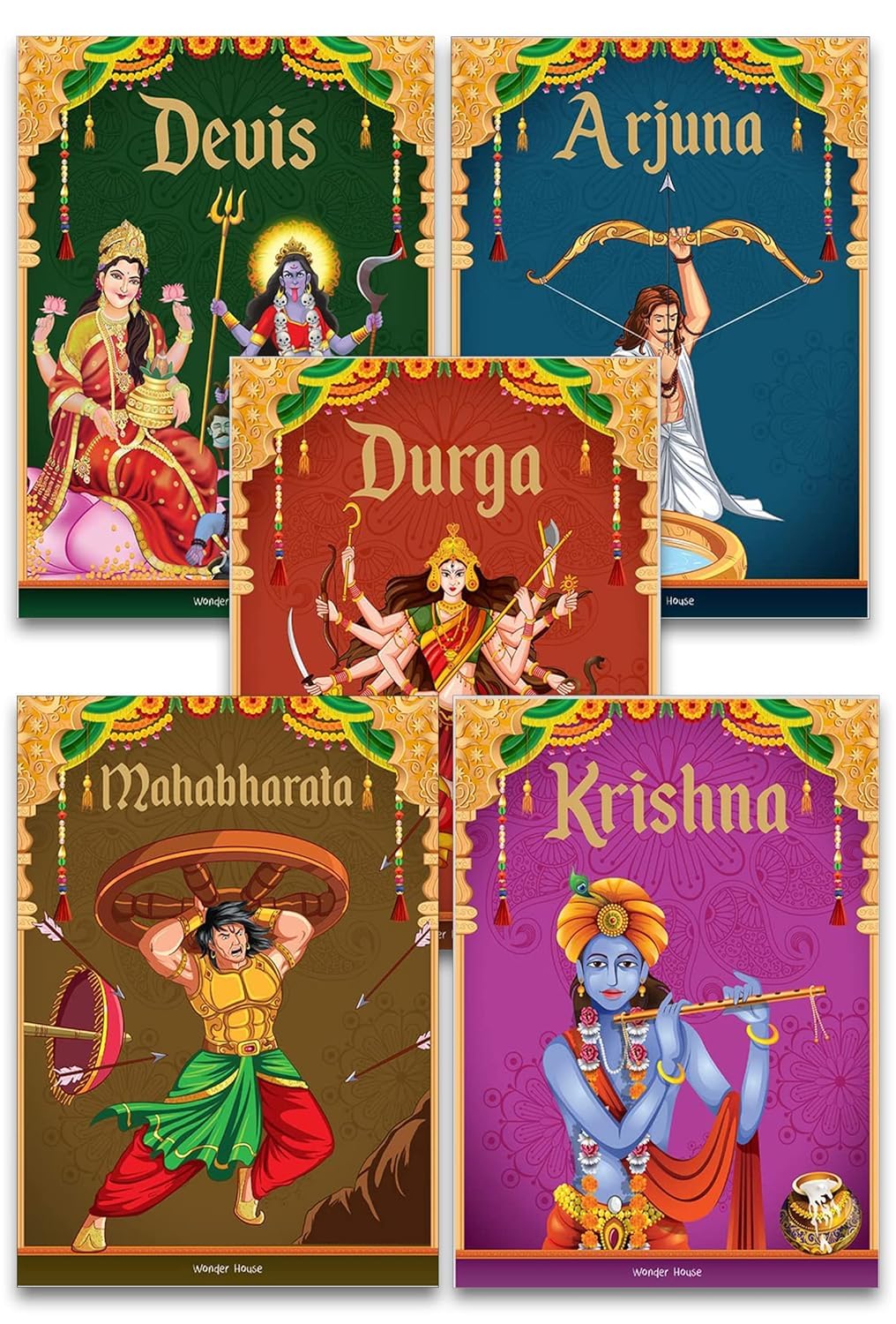 Children's First Mythology Stories - Pack of 5 books (Devi, Durga, Arjuna, Mahabharta, Krishna) - Retail Maharaj
