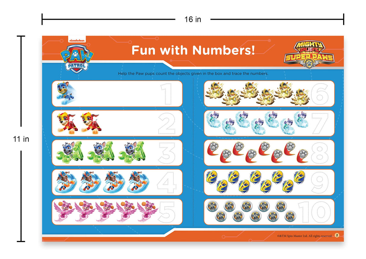 Nickelodeon Paw Patrol – Mighty Pups Super Paws: Fun Learning Set Includes Wipe & Clean Mats, Coloring Sheets, Stickers, Crayons, Certificate & Pen | Ages 3–6 | 4 Hours of Heroic Learning & Play - Retail Maharaj