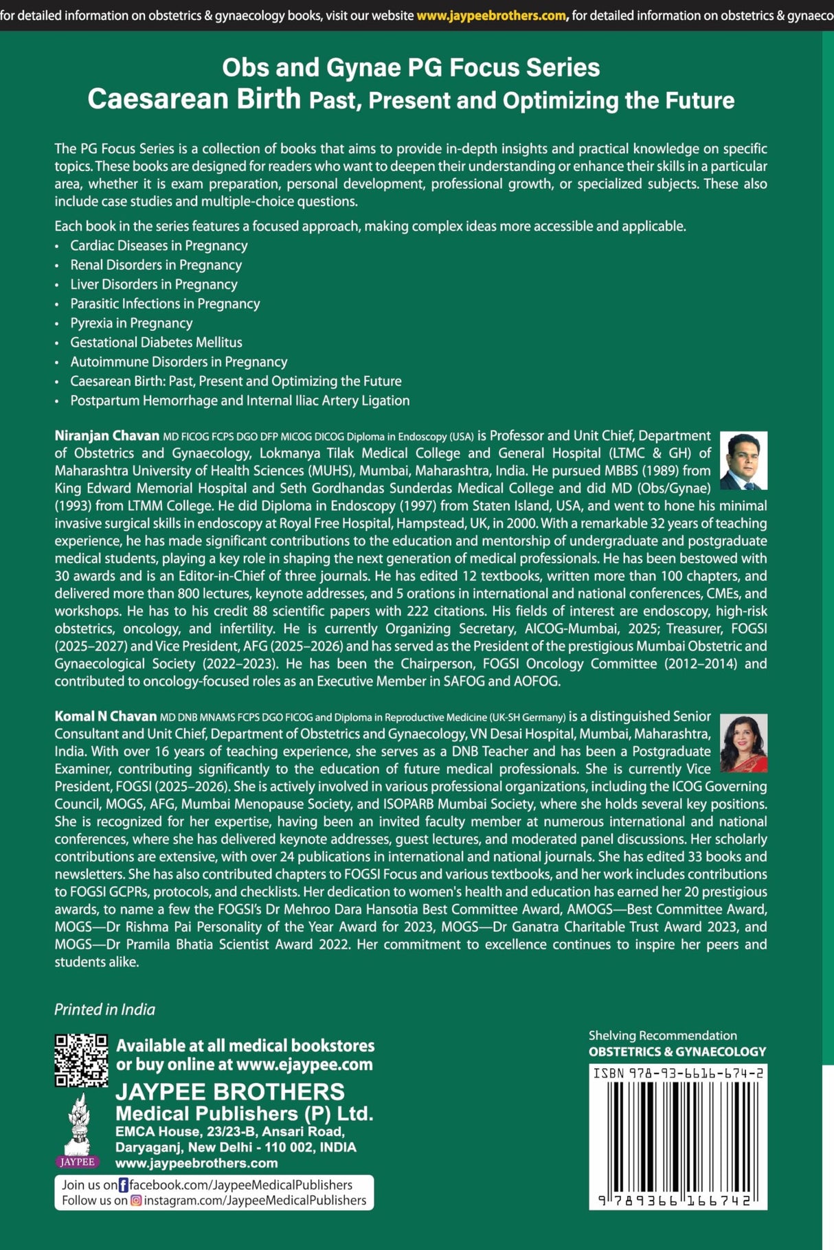 OBS AND GYNAE PG FOCUS SERIES CAESAREAN BIRTH PAST, PRESENT AND OPTIMIZING THE FUTURE - Retail Maharaj