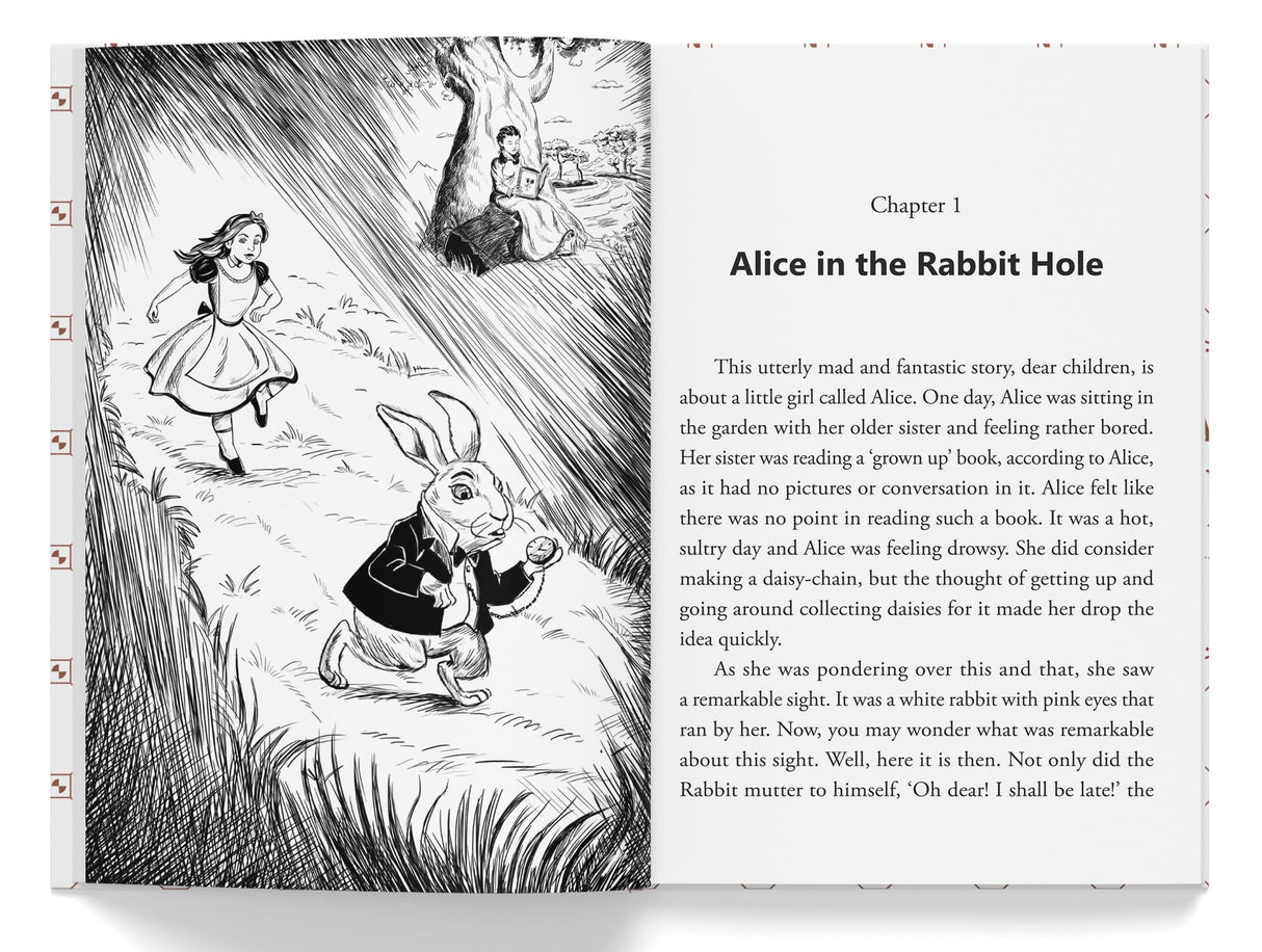 Alice in Wonderland: Illustrated Abridged Children Classics English Novel With Review Questions (Hardback) - Retail Maharaj