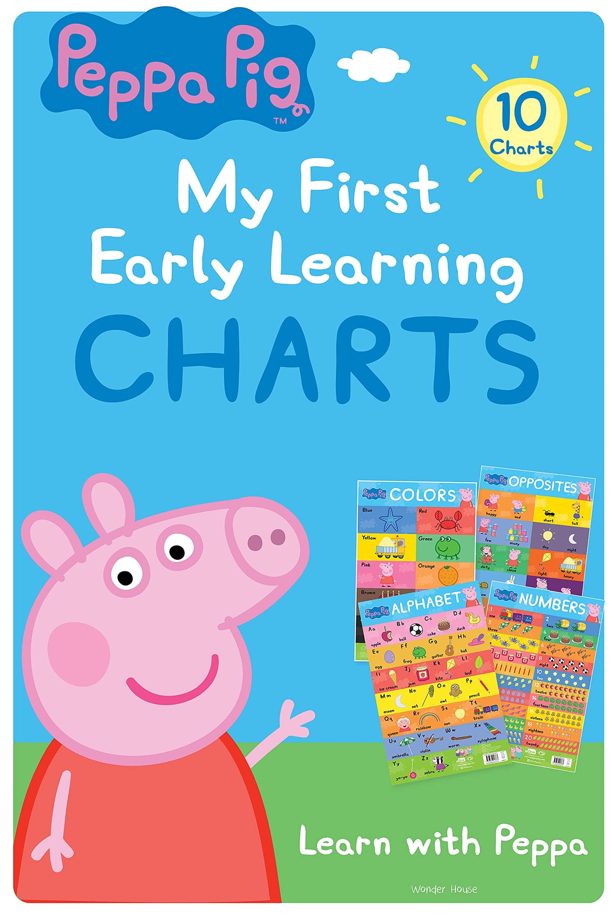 Peppa Pig - My First Early Learning Charts : Learning With Peppa (10 Charts - Alphabet, Animals, Birds, Colors, Fruits, Numbers, Opposites, Shapes, Transport, Vegetables) - Retail Maharaj