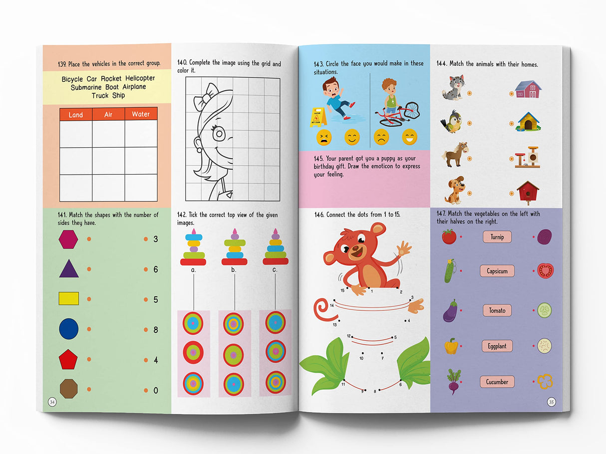 201 Brain Booster Activity Book - Fun Activities and Exercises For Children | Tracing & Pattern, Colors & Shapes, Maze | Ages 5 and up | 1.5 hours of fun time - Retail Maharaj