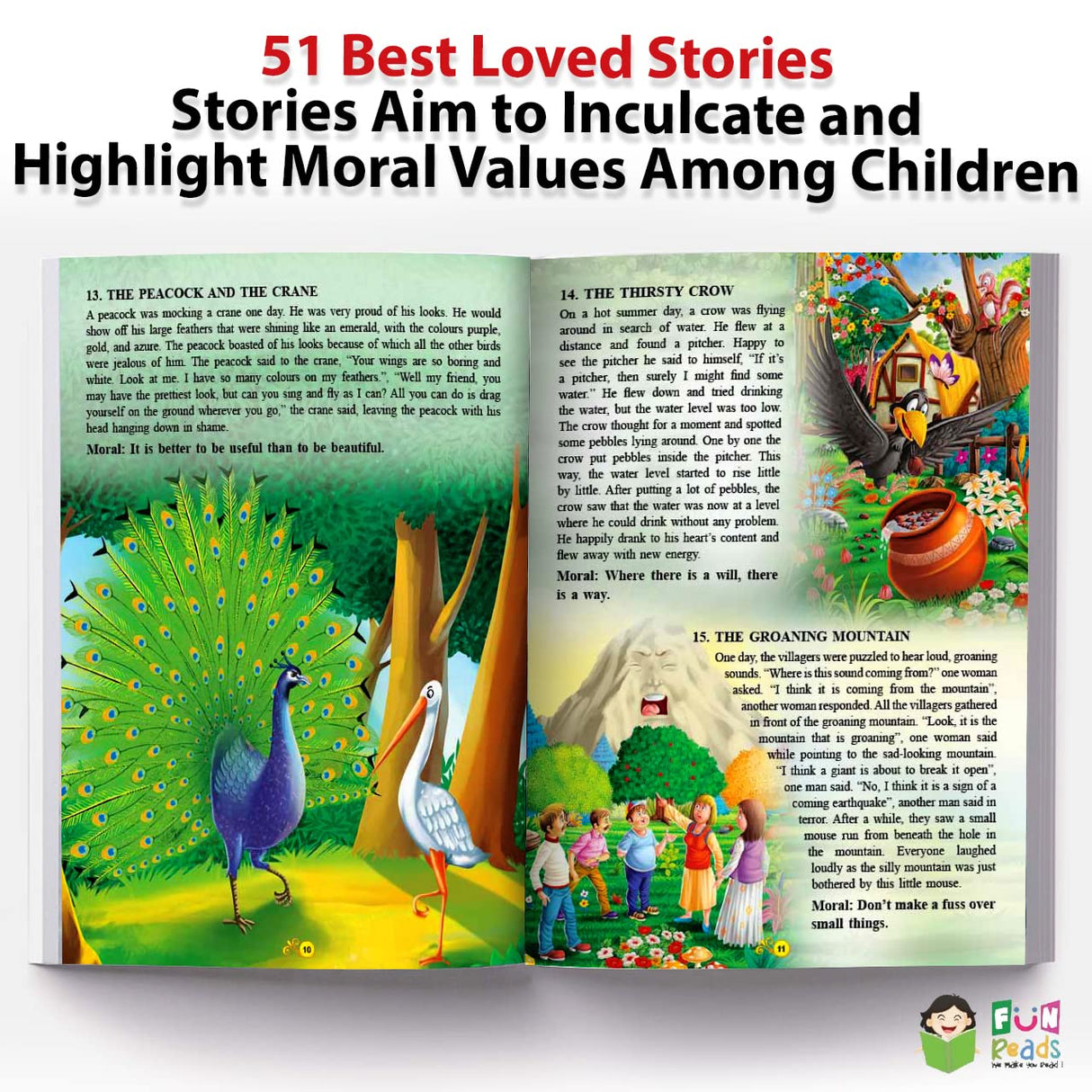 FUN READS 51 Best Loved Stories | Pack of 10 Books | Paperback Edition | Pastime Favorite | Bedtime Stories | Mythological, Fairy Tales & Moral Knowledge Books for Children - Retail Maharaj