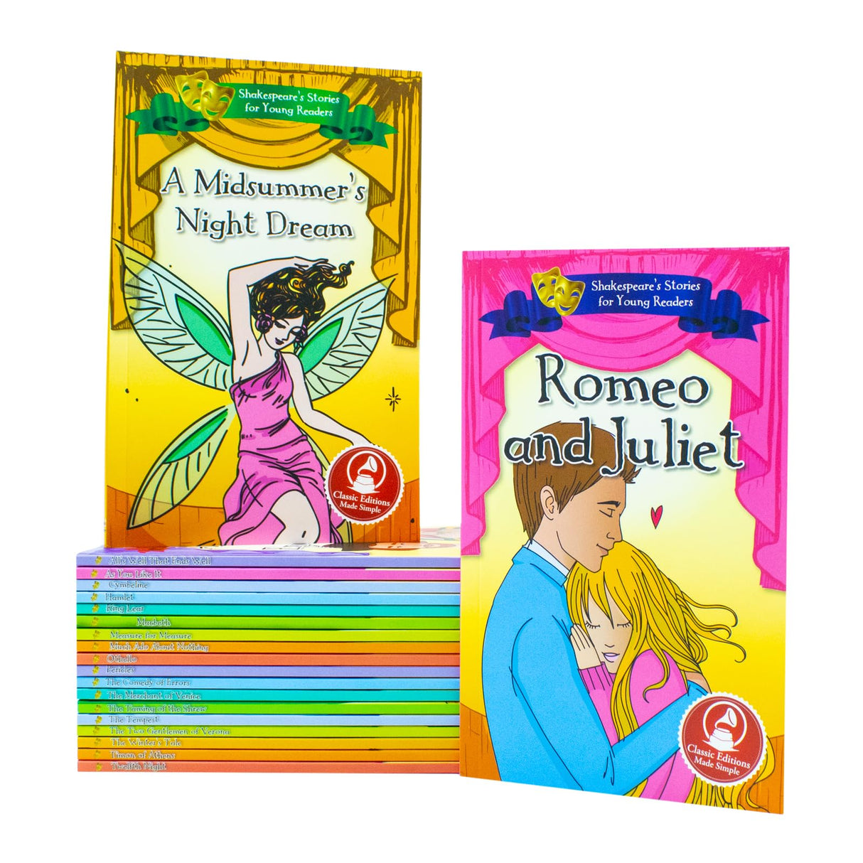 Shakespeare's Stories for Young Readers 20 Books Set: Macbeth, A Midsummer's Night Dream, Hamlet, Romeo and Juliet, Othello, As You Like It, All's Well That Ends Well, King Lear - Retail Maharaj