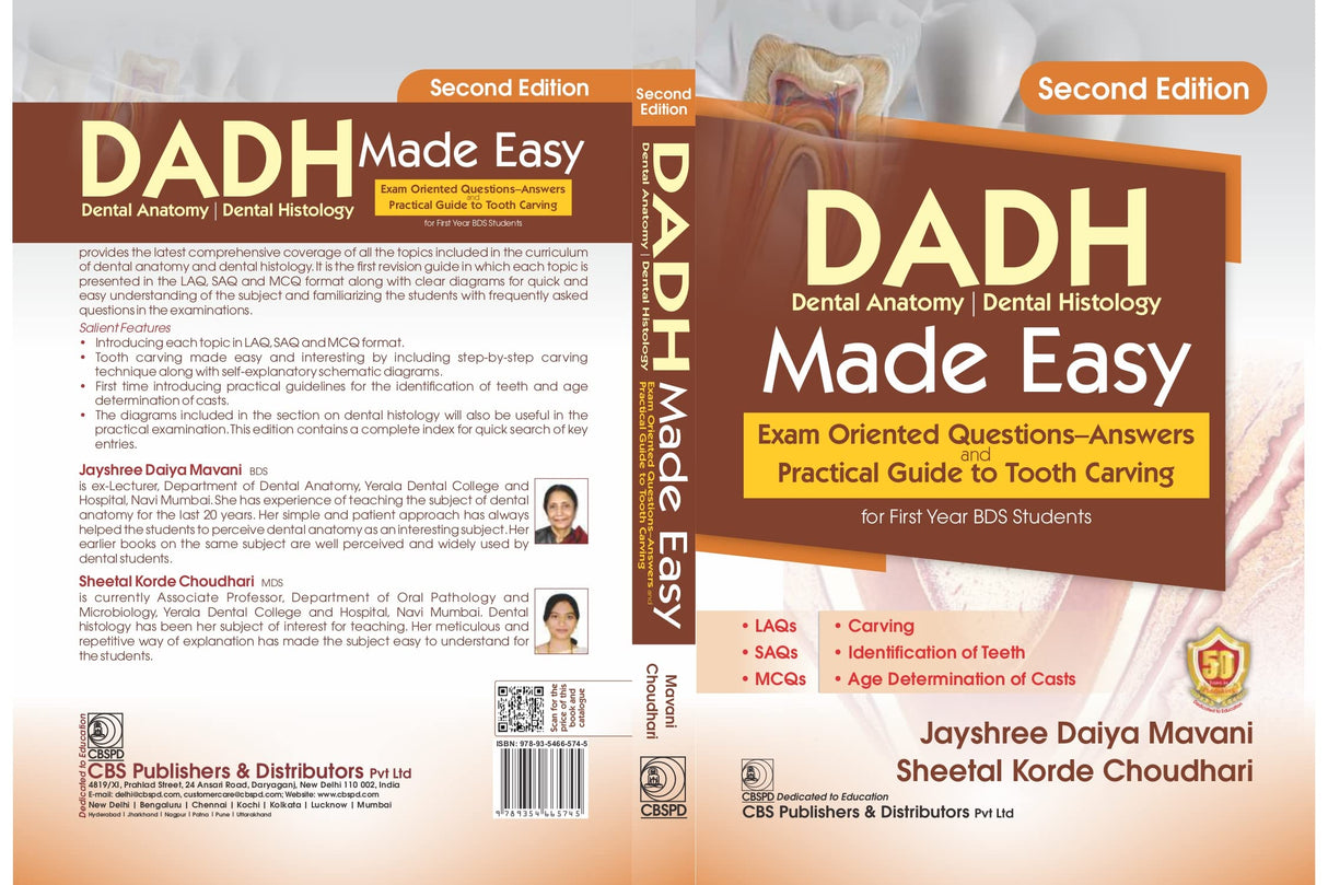 Dadh Dental Anatomy Dental Histology Made Easy Exam Oriented Questions Answers And Practical Guide To Tooth Carving 2Ed (Pb 2023) - Retail Maharaj