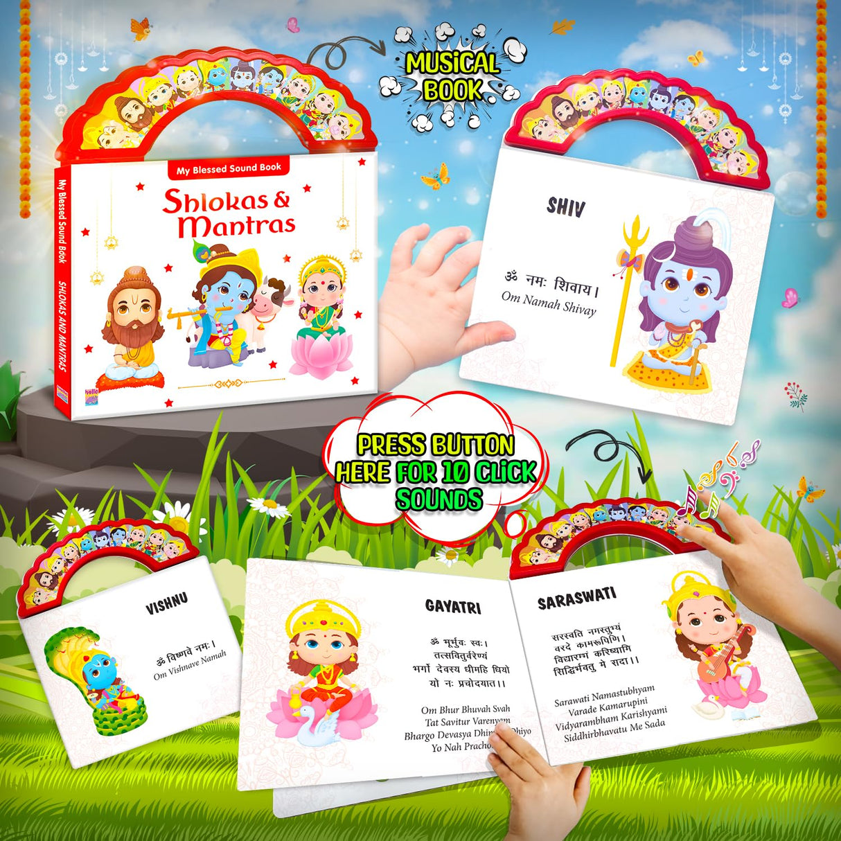 Shloka and Mantras Sound Book for Kids | India's First Hindu Mythology Sound Book of Indian Gods Goddesses | Spiritual Learning Picture Sound Book for ... Hanuman, Shiva) Stuti (Krishna, Devi) - Retail Maharaj