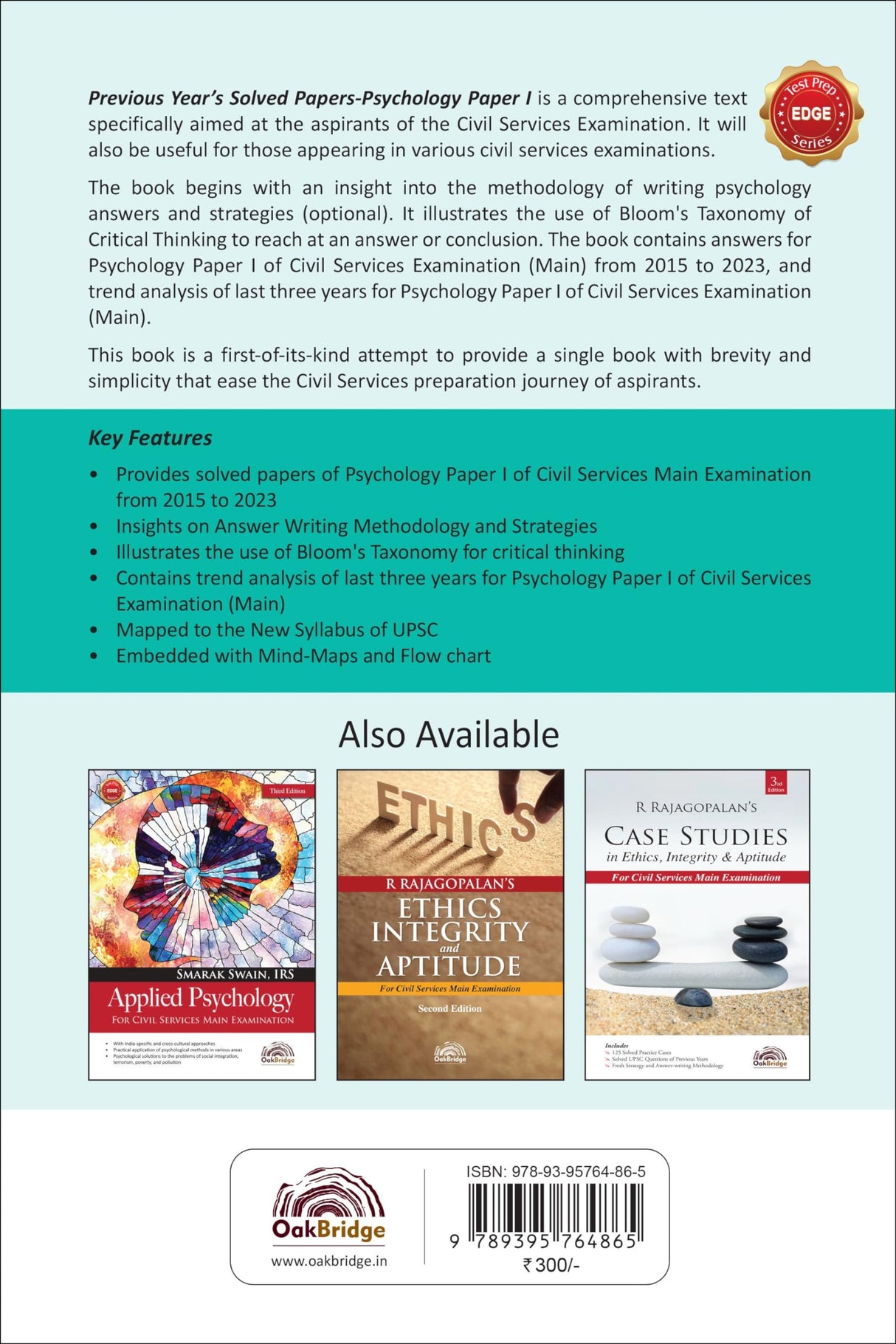 Previous Years Solved Papers- Psychology Paper-I (2015-2023)| OakBridge - Retail Maharaj